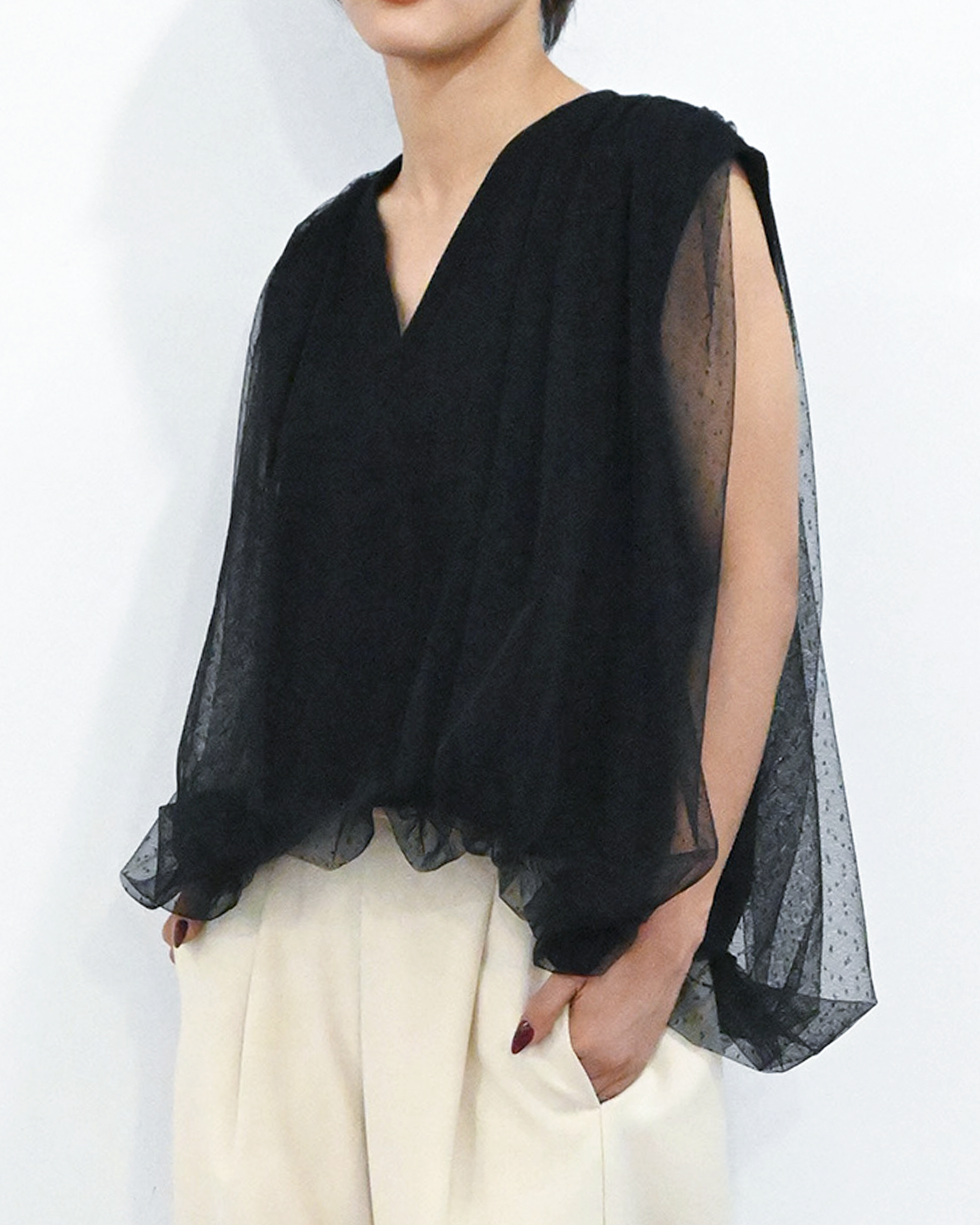 【3/30 - 販売開始】ドットチュールカットソー(6266-348)