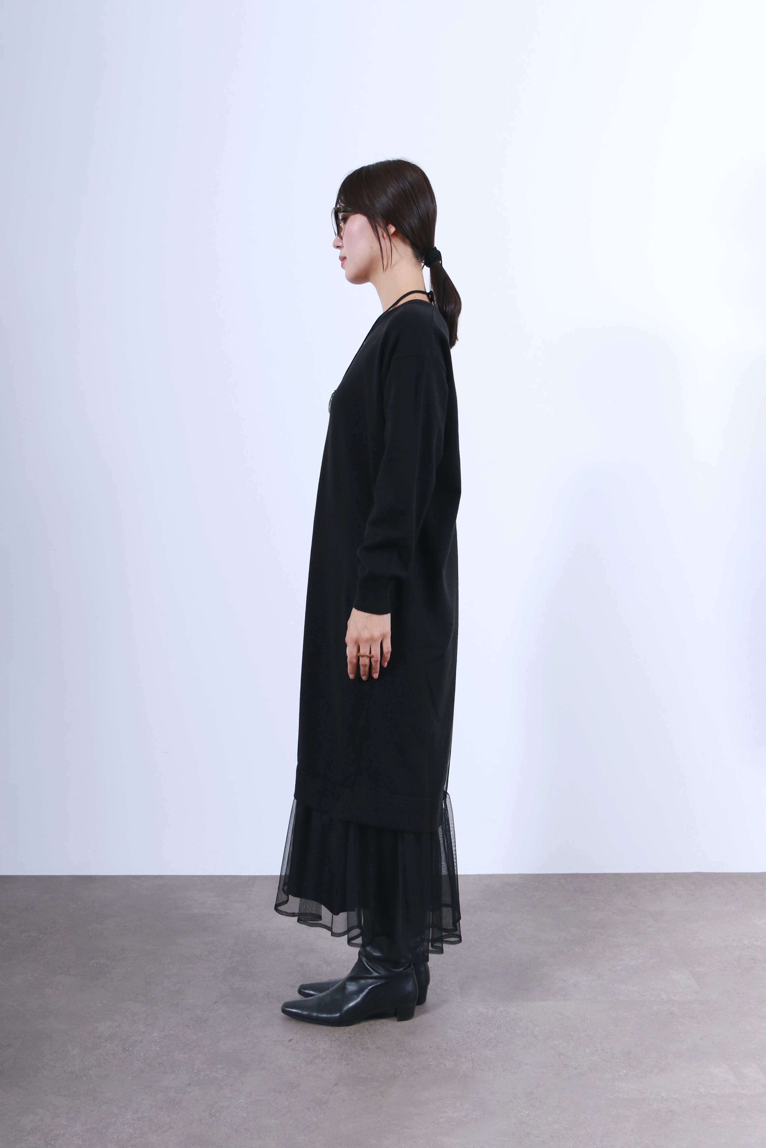 裾チュールニットワンピース(6263-510)