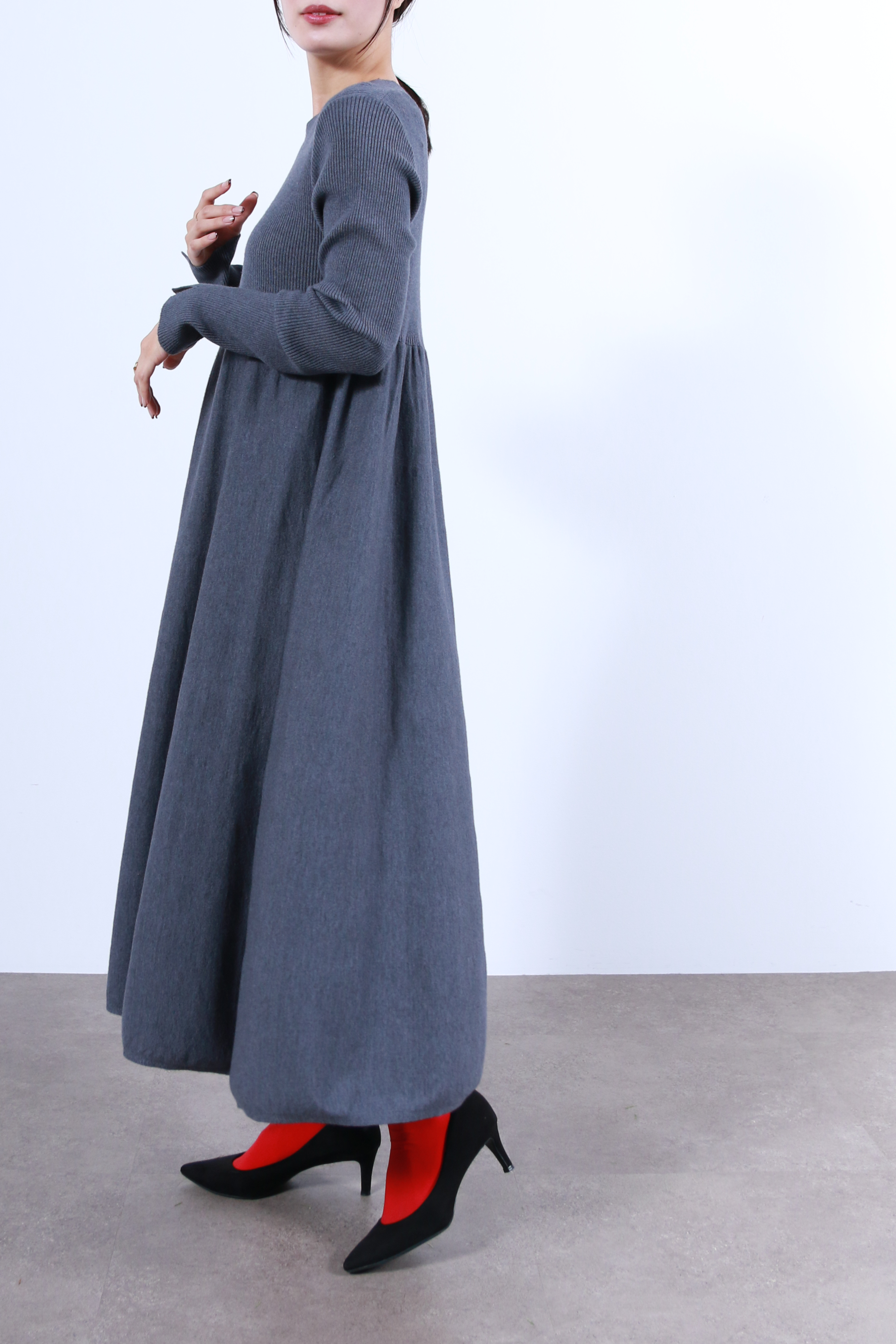 リブニットフレアーワンピース(6263-508)