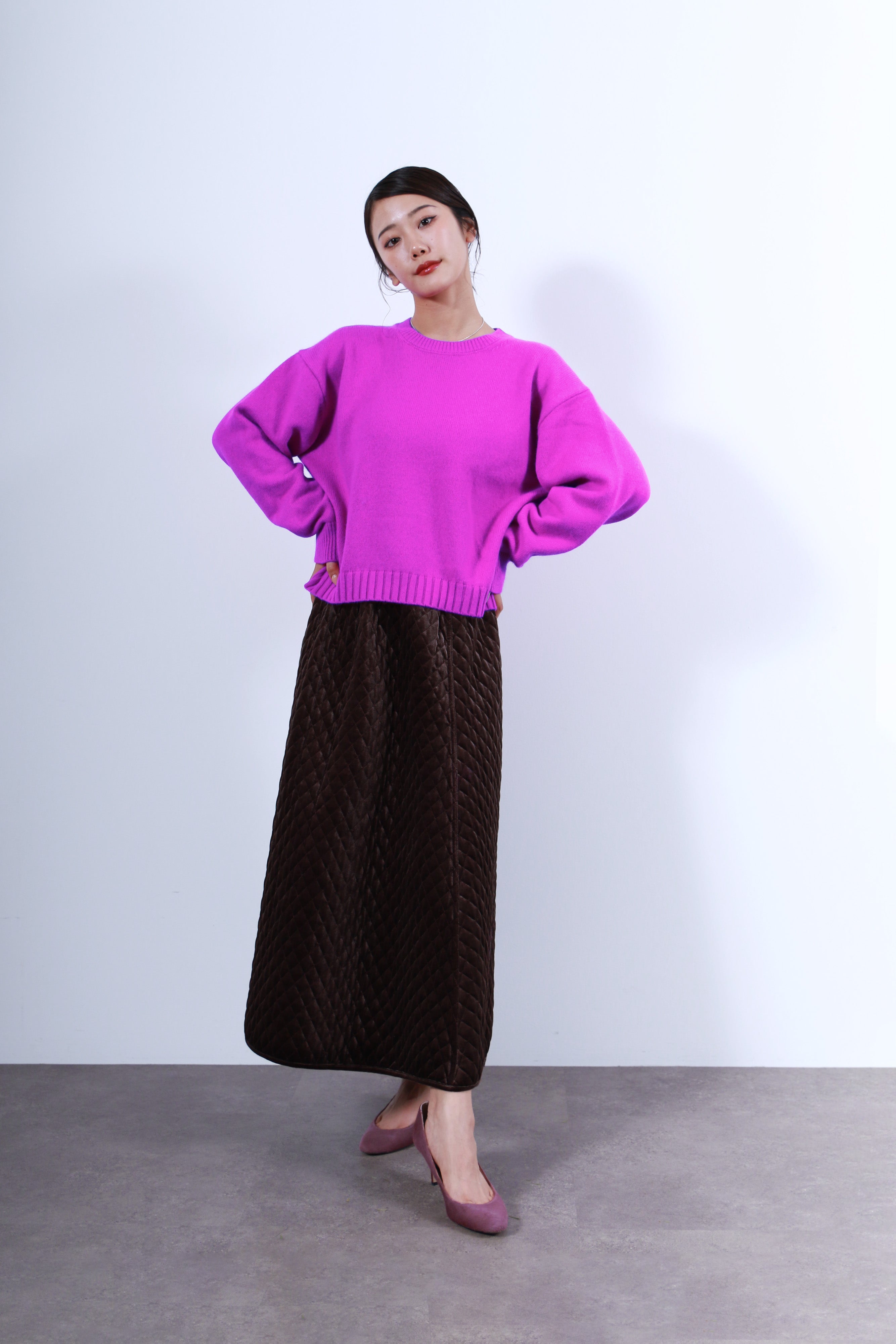 ラクーン混ベーシックプルオーバーニットトップス(6263-531)