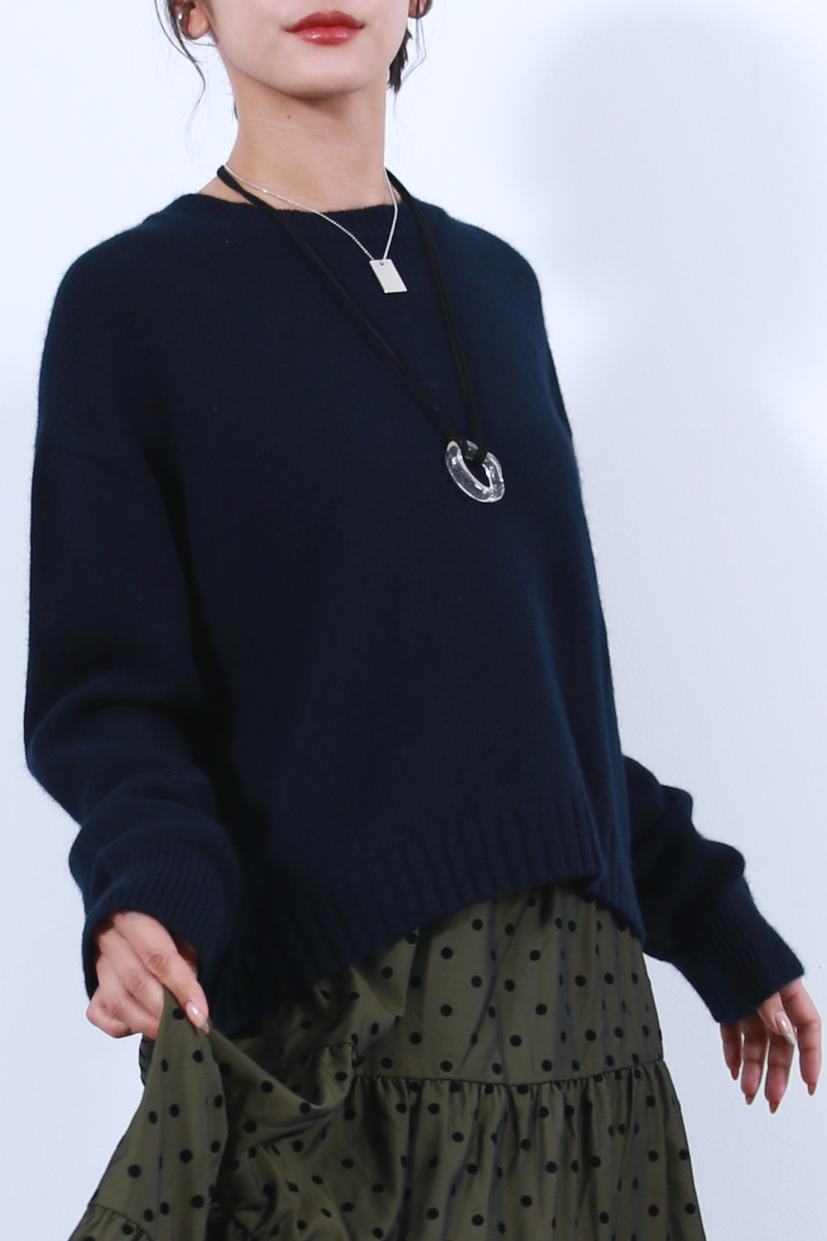 ラクーン混ベーシックプルオーバーニットトップス(6263-531)