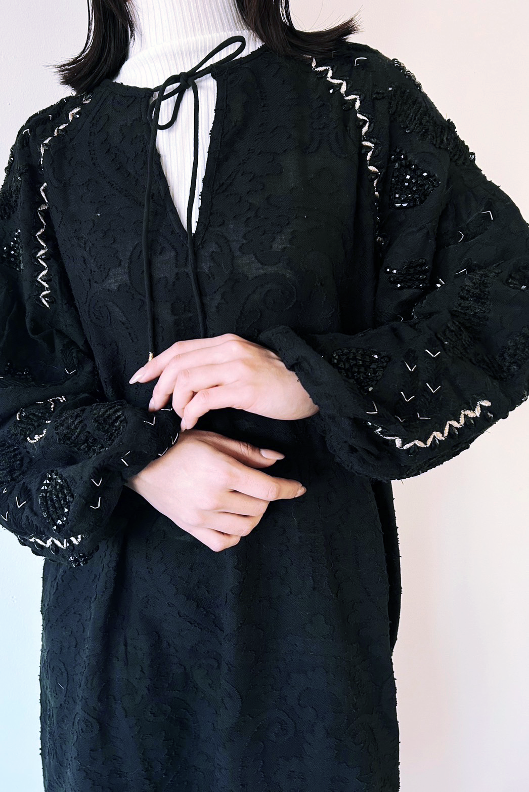 テクニカル刺繍ジャガードワンピース(6255-396)