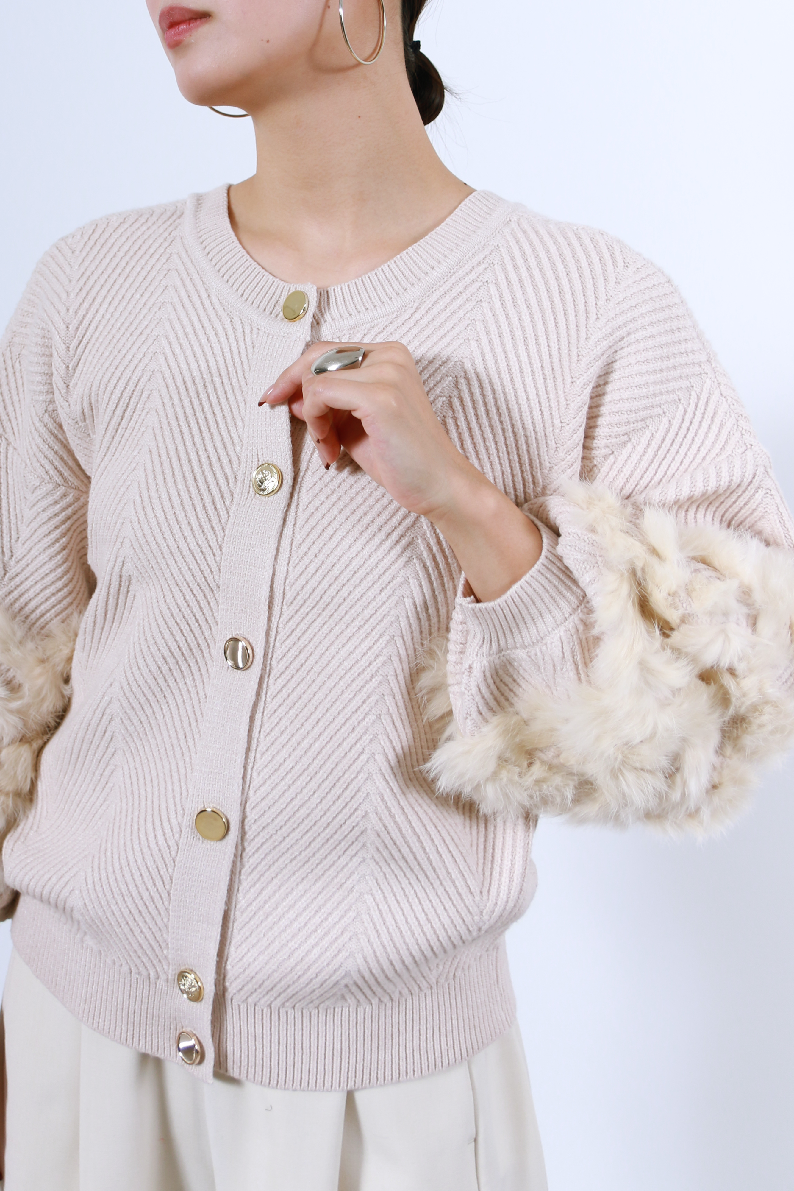 ラビットファー2WAYニットカーディガン(6262-467)