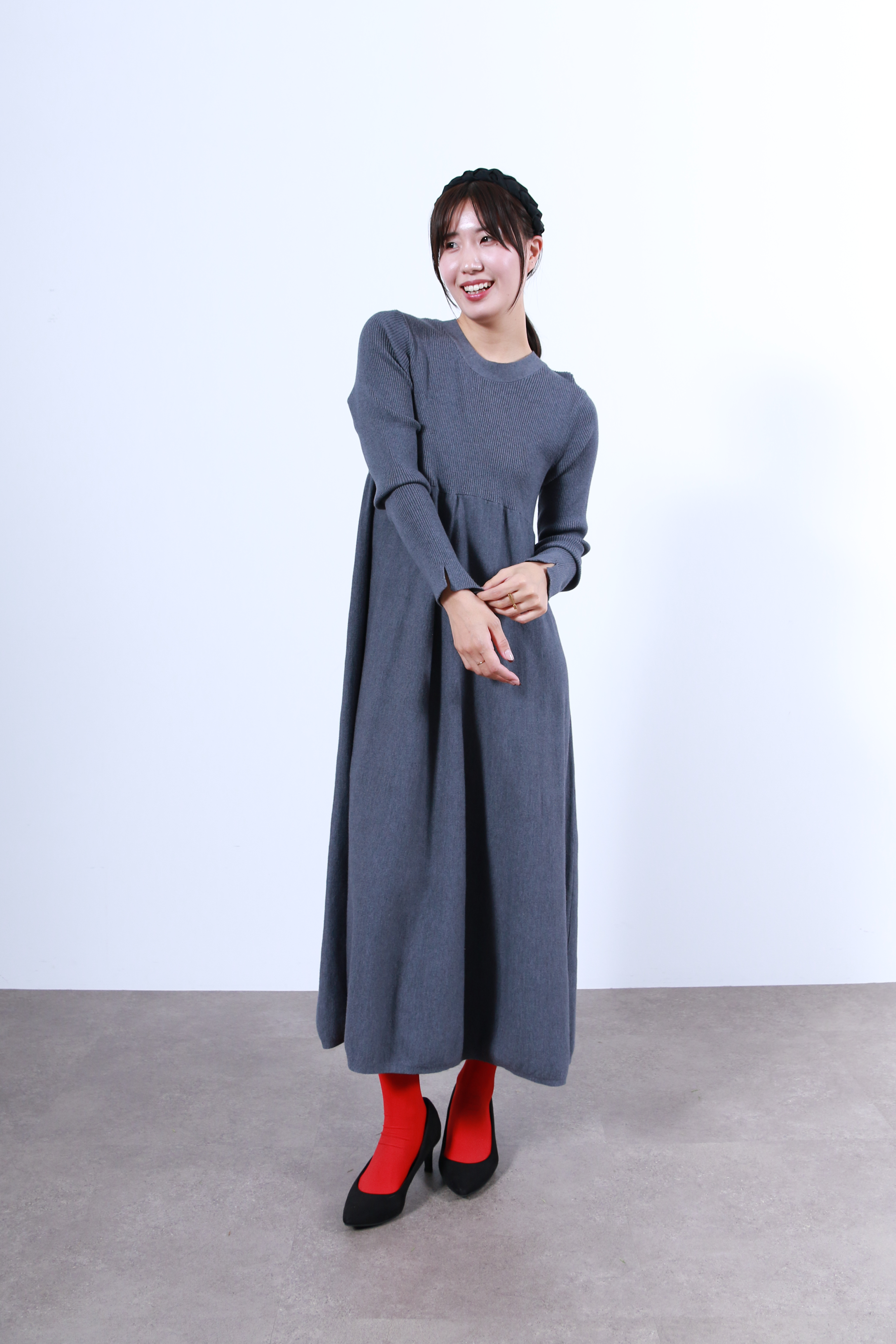 リブニットフレアーワンピース(6263-508)