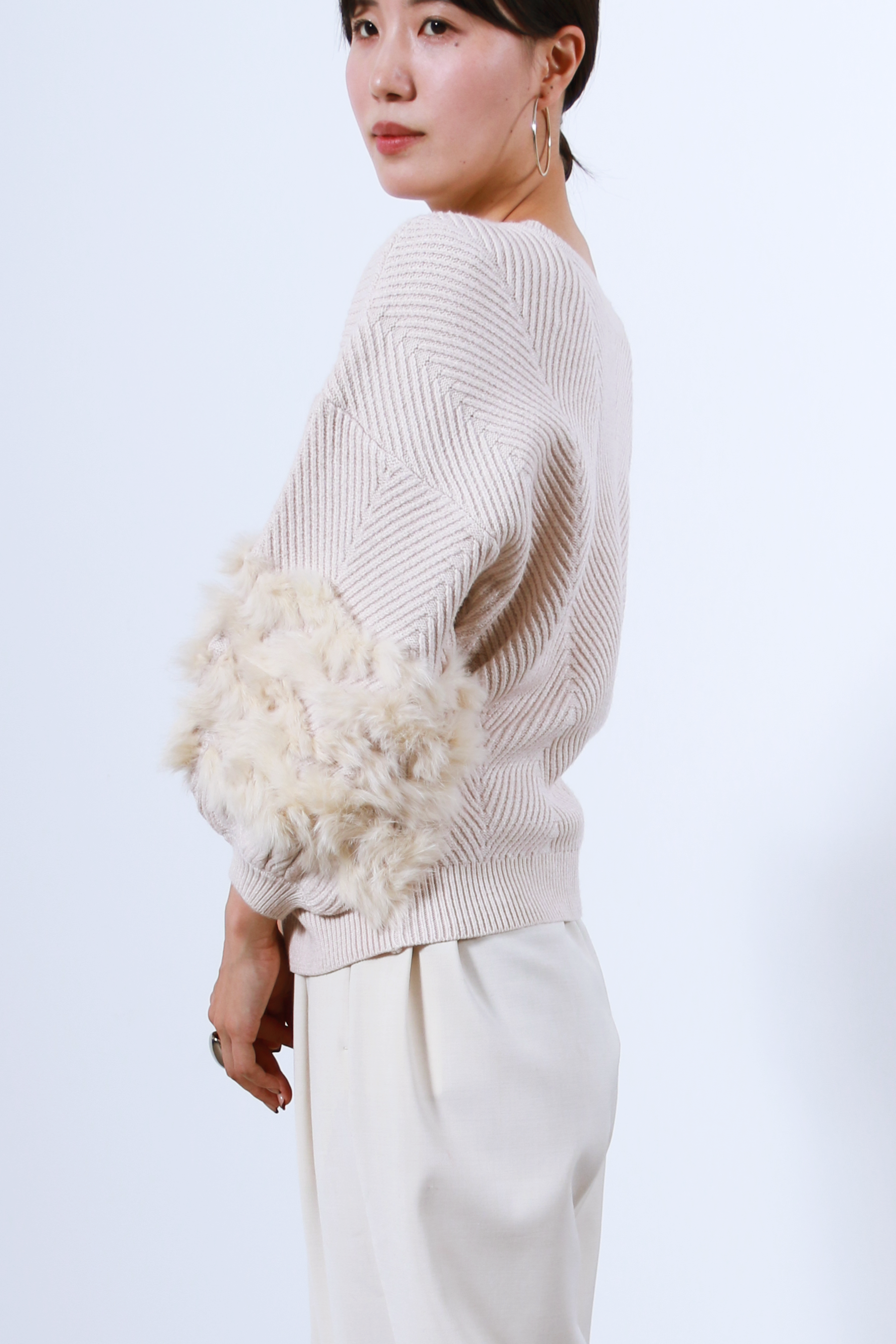 ラビットファー2WAYニットカーディガン(6262-467)