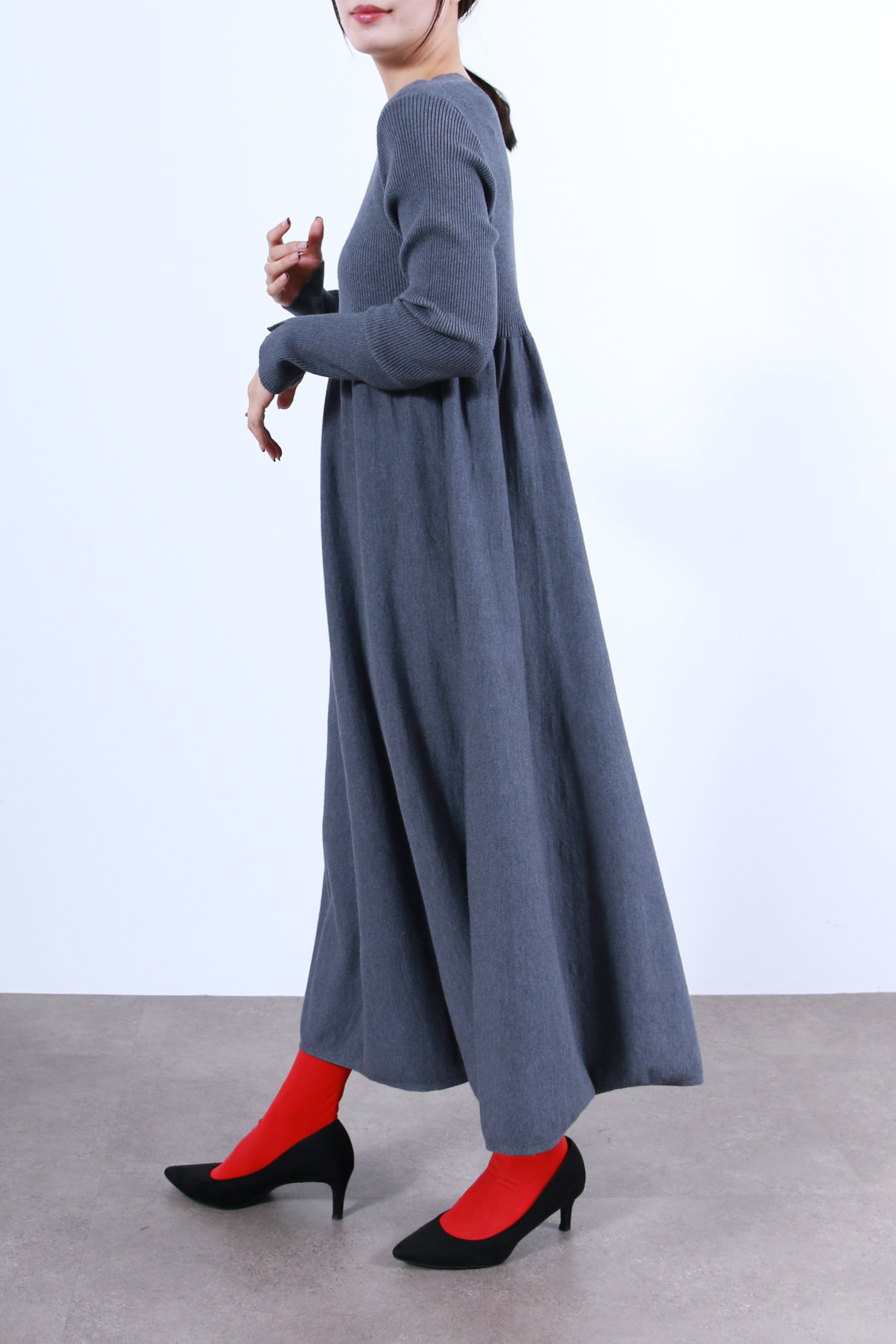 リブニットフレアーワンピース(6263-508)