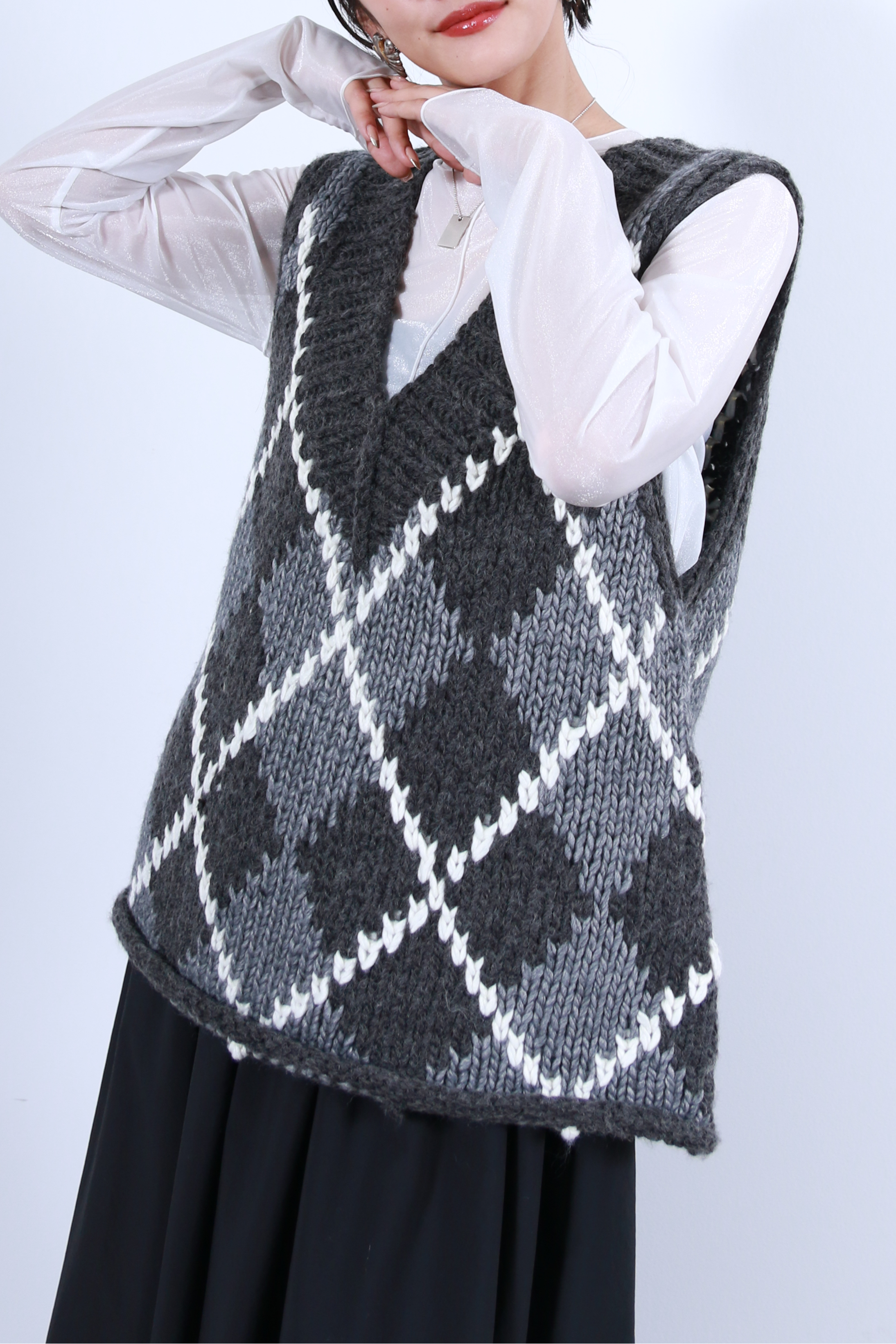 ハンドメイドカウチンニットベスト(6262-468)