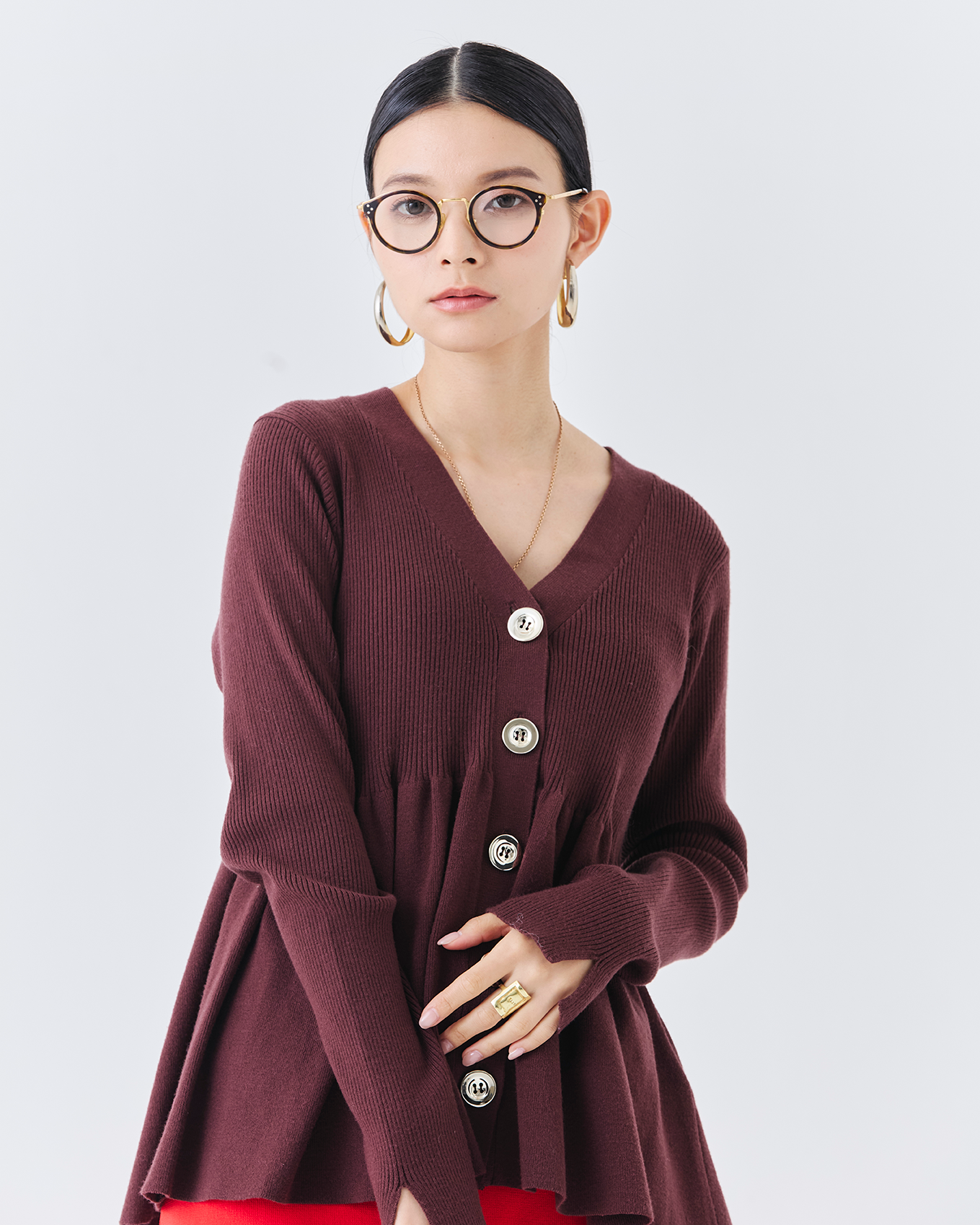 リブニットフレアカーディガン(6263-506)