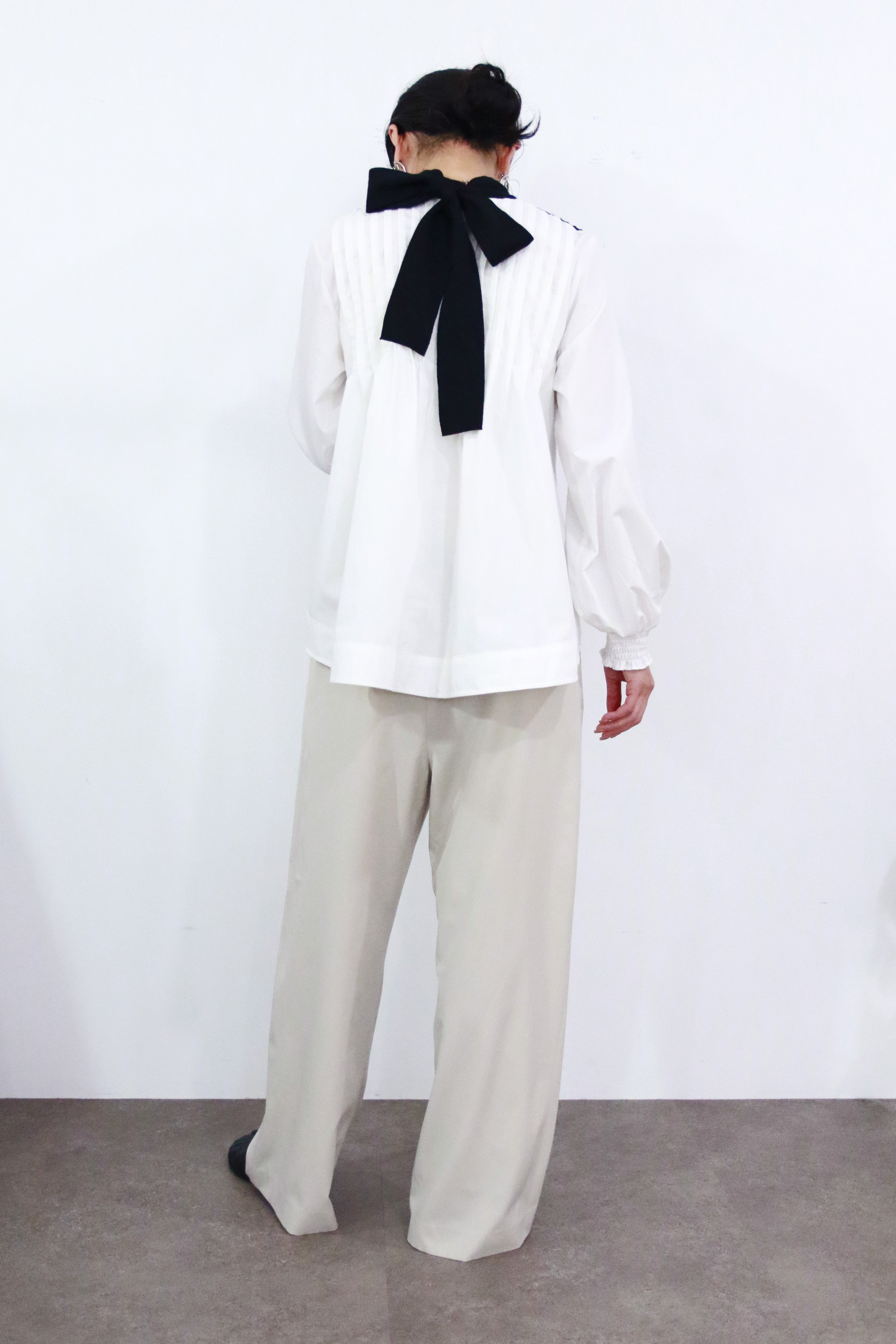 ニット×ブロード布帛 ハイネックブラウス(6255-371 / 6262ー484)