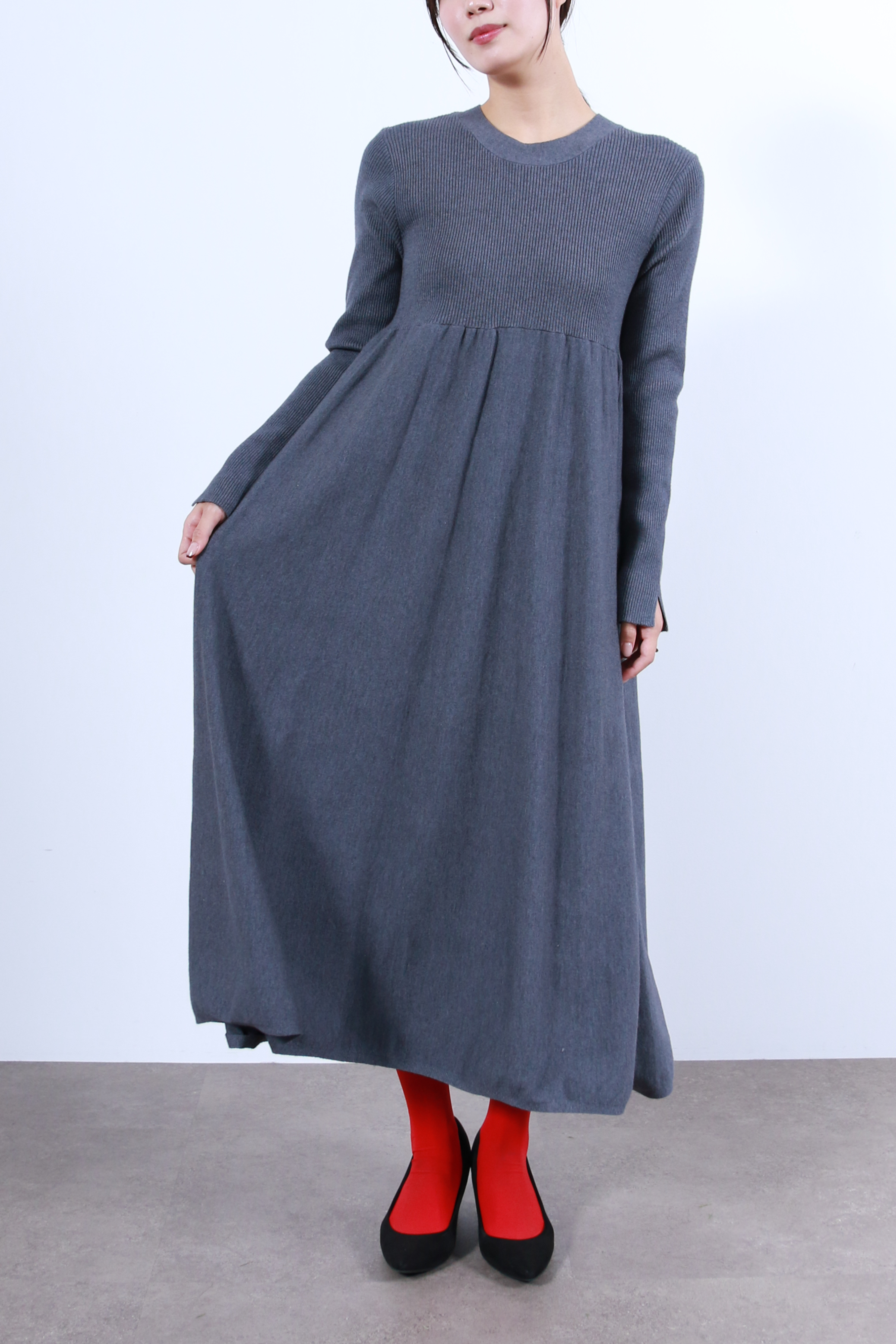 リブニットフレアーワンピース(6263-508)