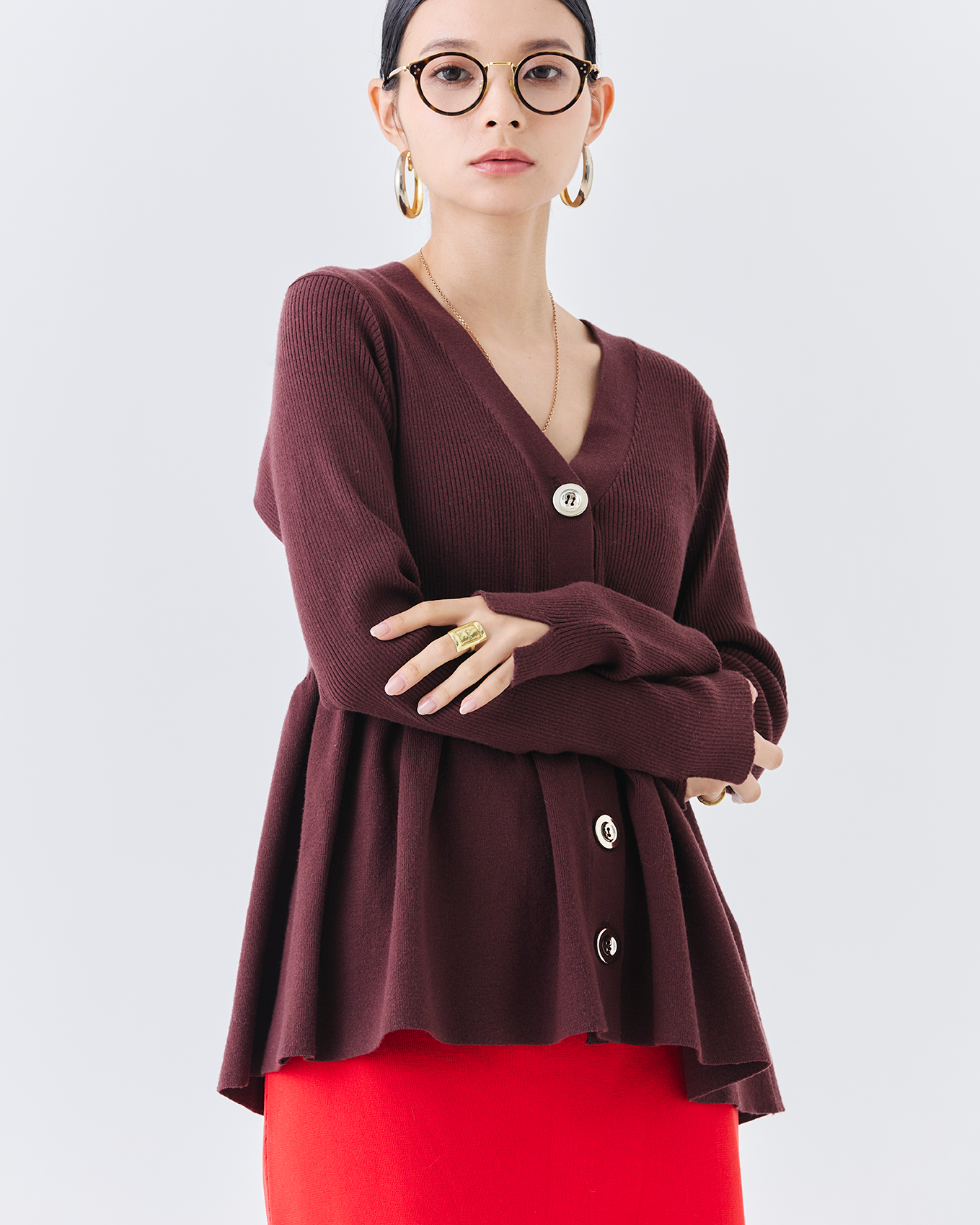 リブニットフレアカーディガン(6263-506)