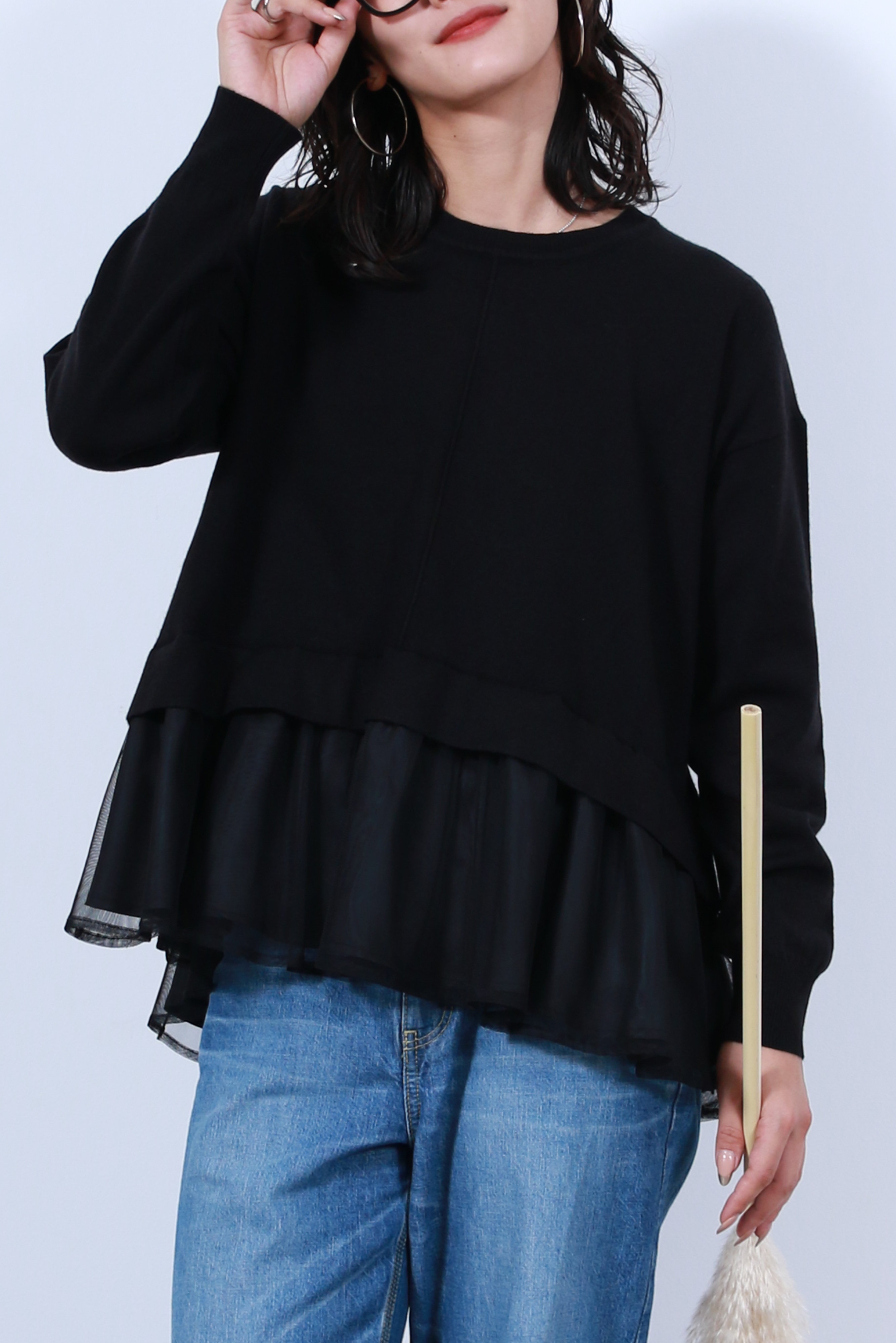 裾チュールニットトップス(6263-509)