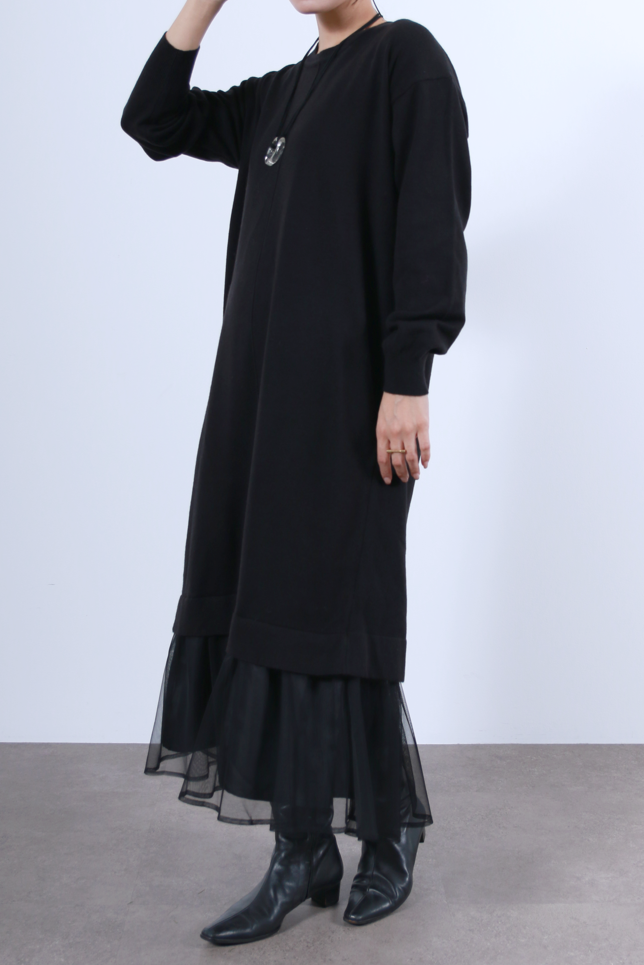 裾チュールニットワンピース(6263-510)