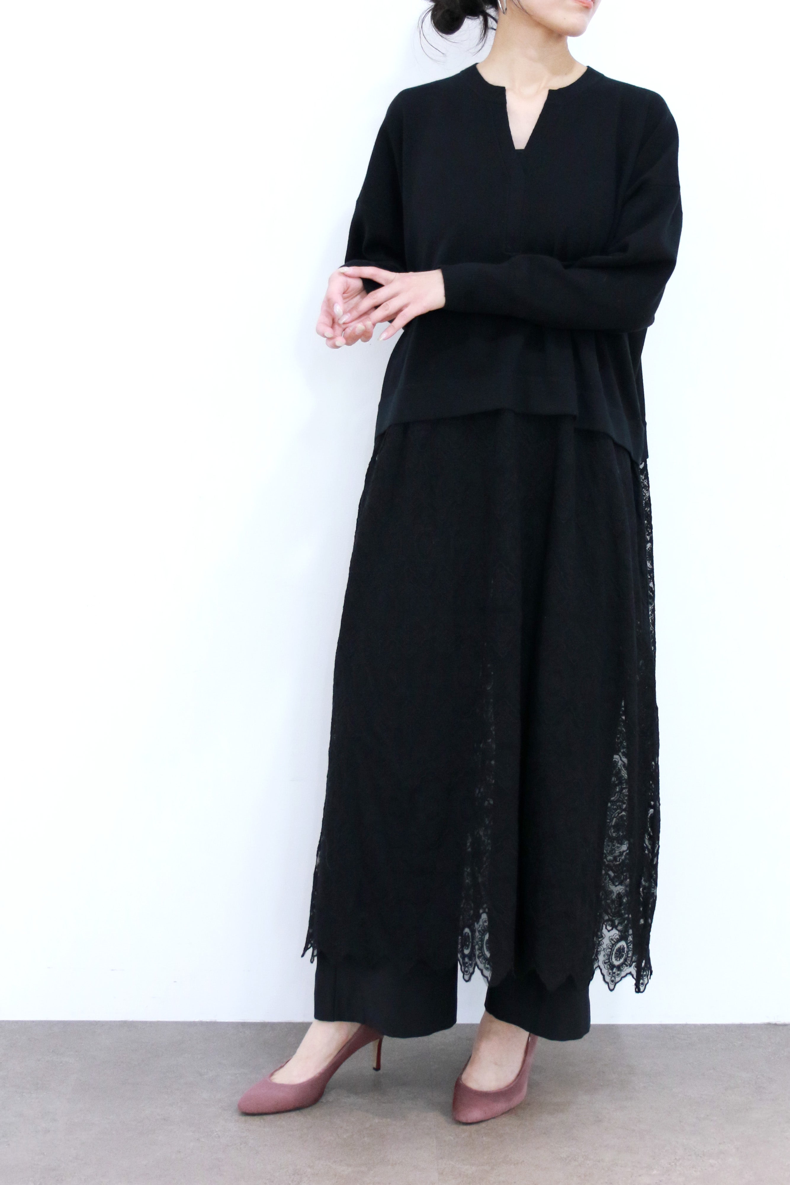 ニット×レースワンピース(6263-512)