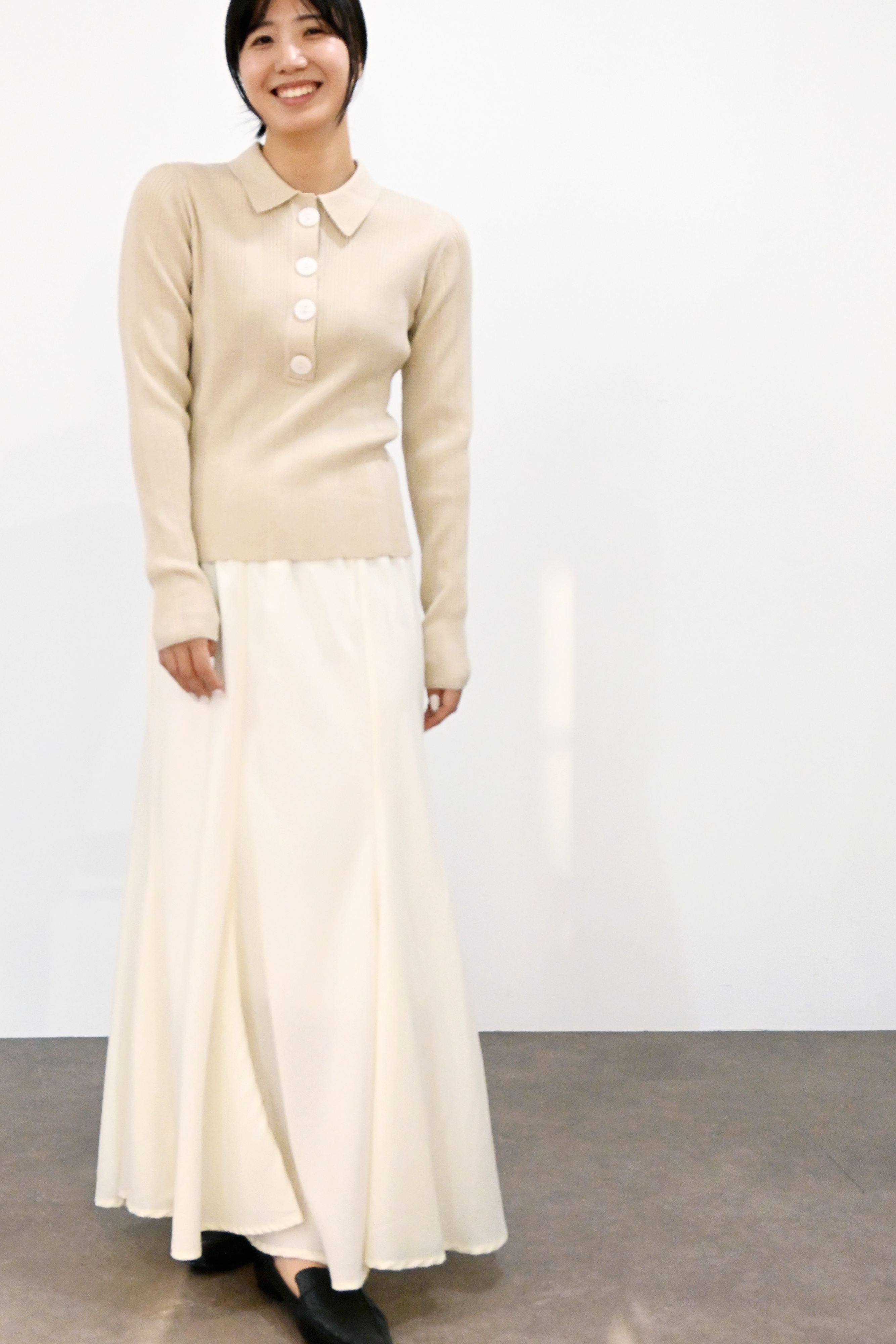 リブ編みポロニットトップス(6262-462)