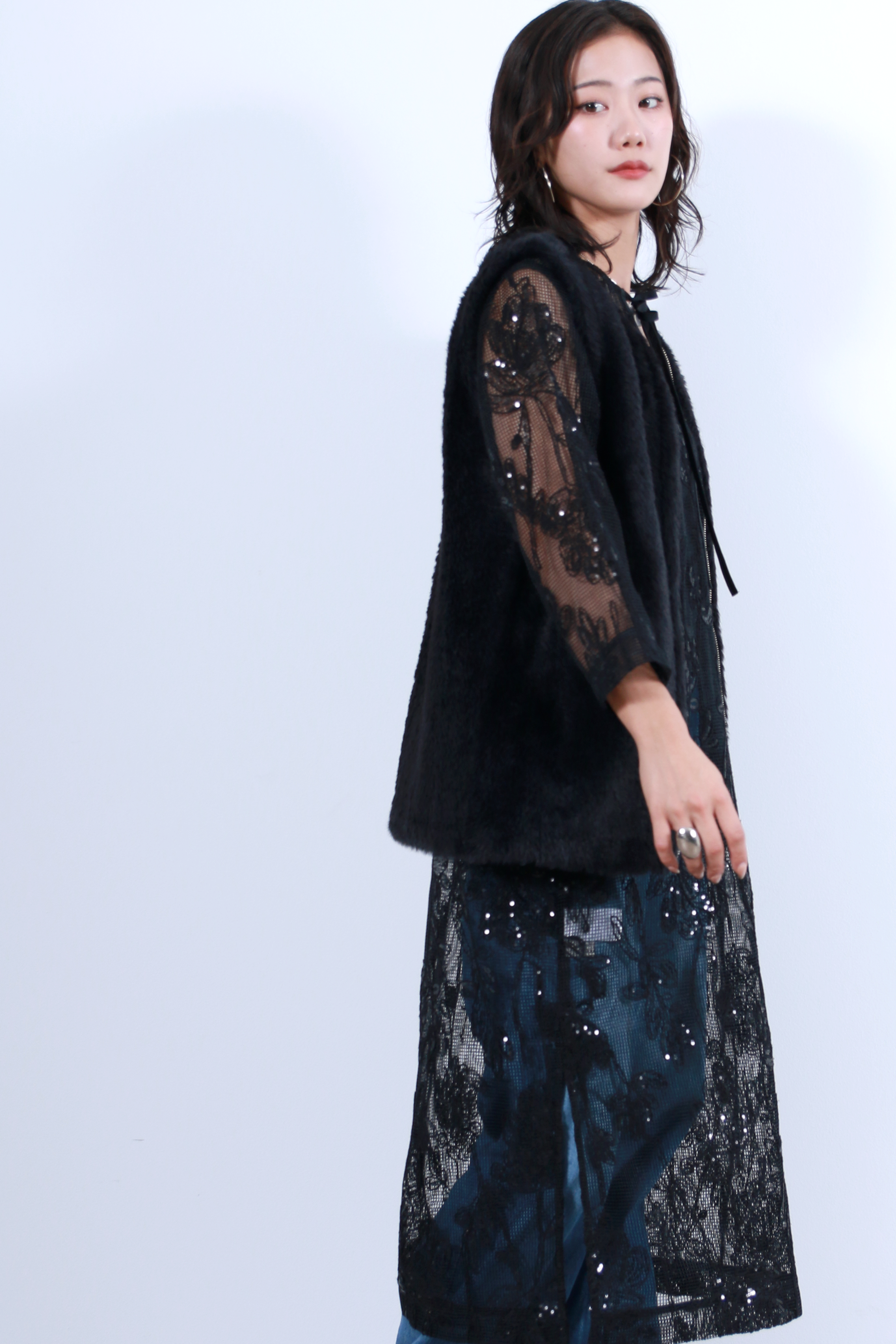 シャギーニットベスト(6263-528)