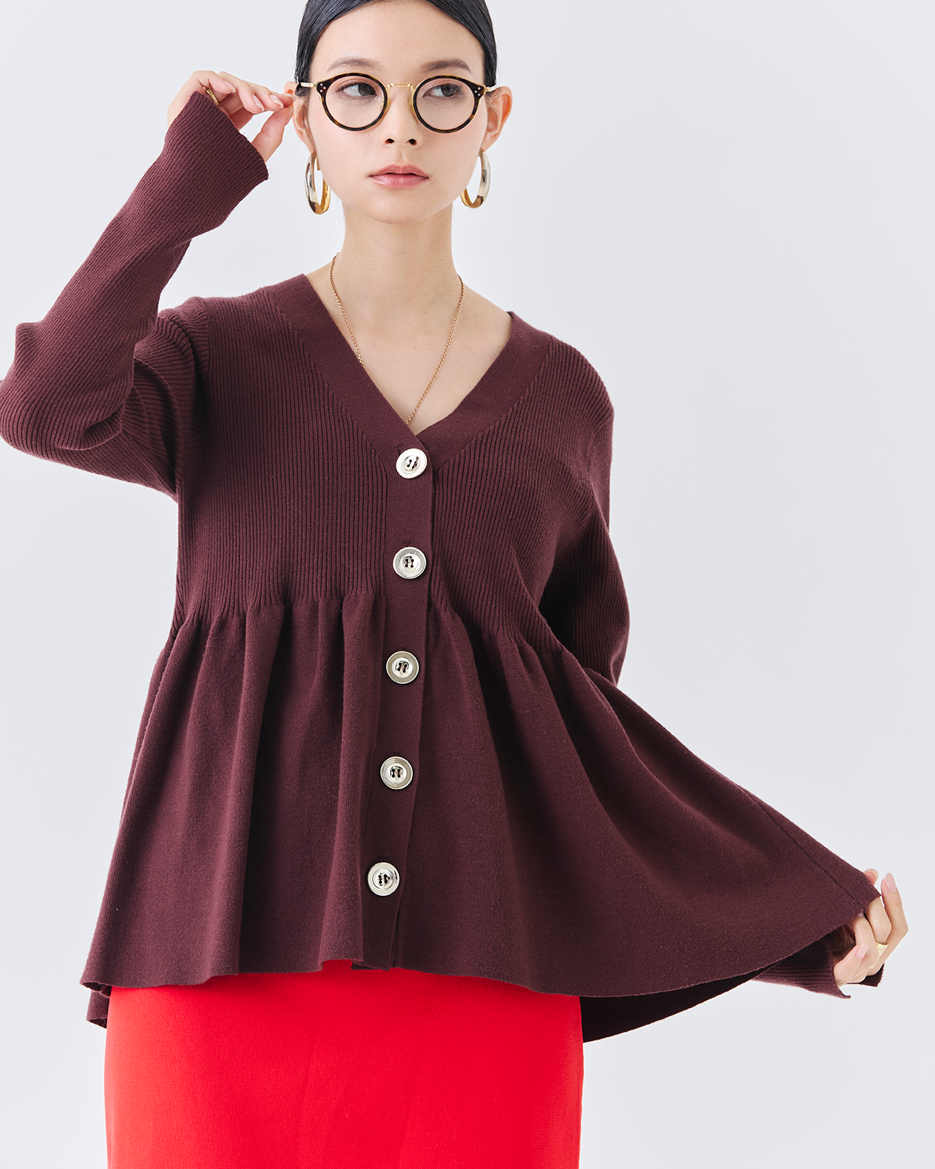 リブニットフレアカーディガン(6263-506)