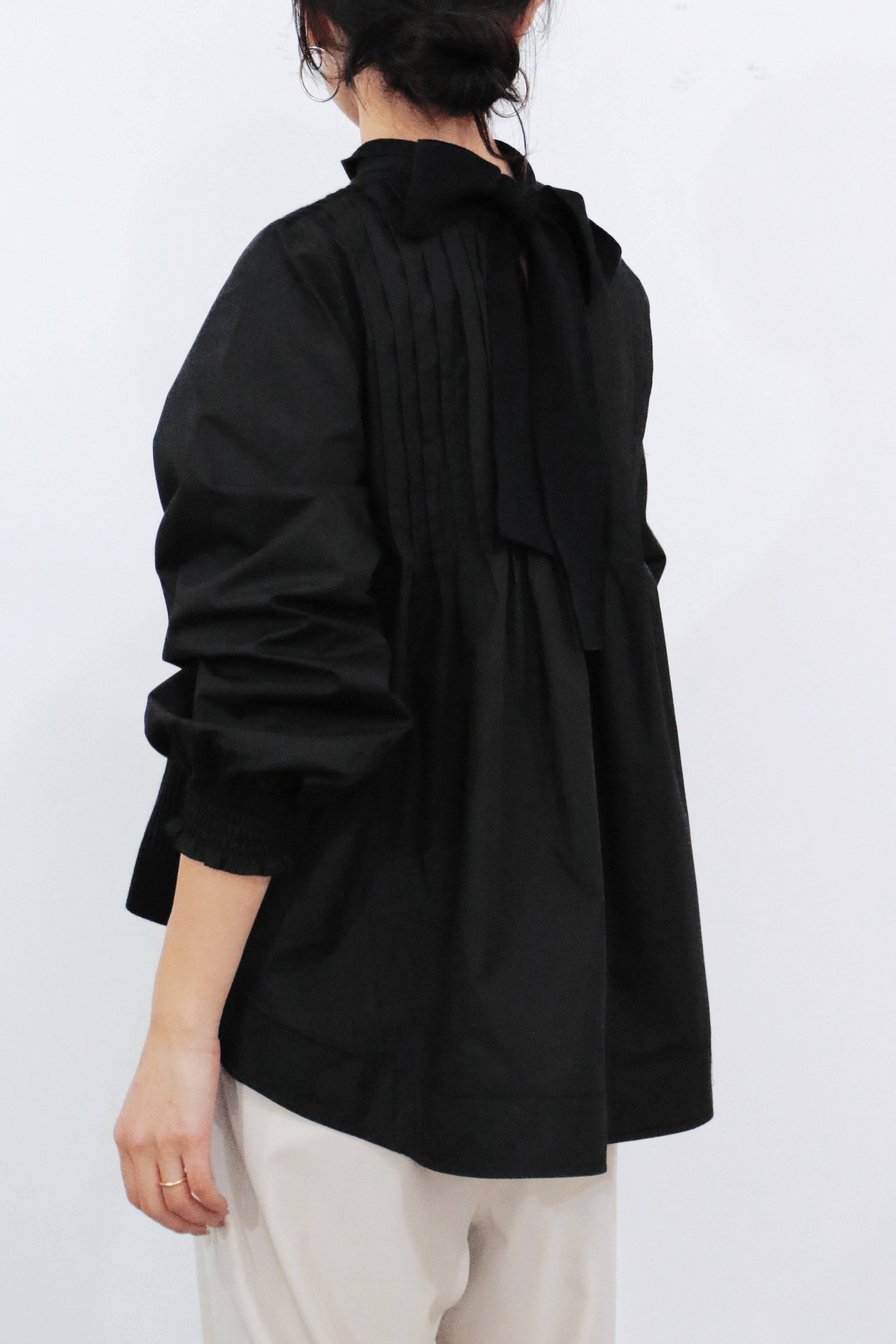 ニット×ブロード布帛 ハイネックブラウス(6255-371 / 6262ー484)