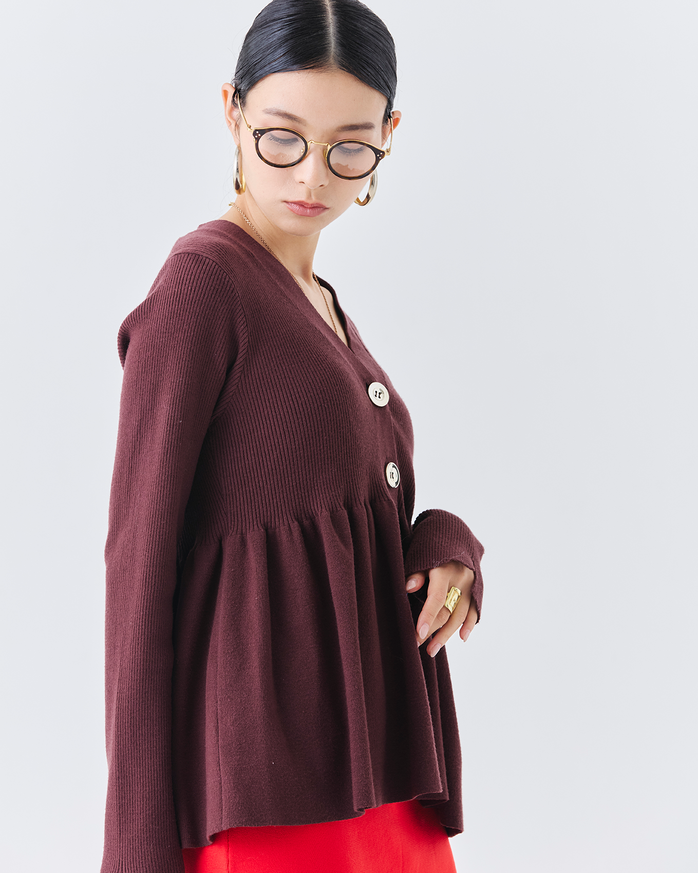 リブニットフレアカーディガン(6263-506)