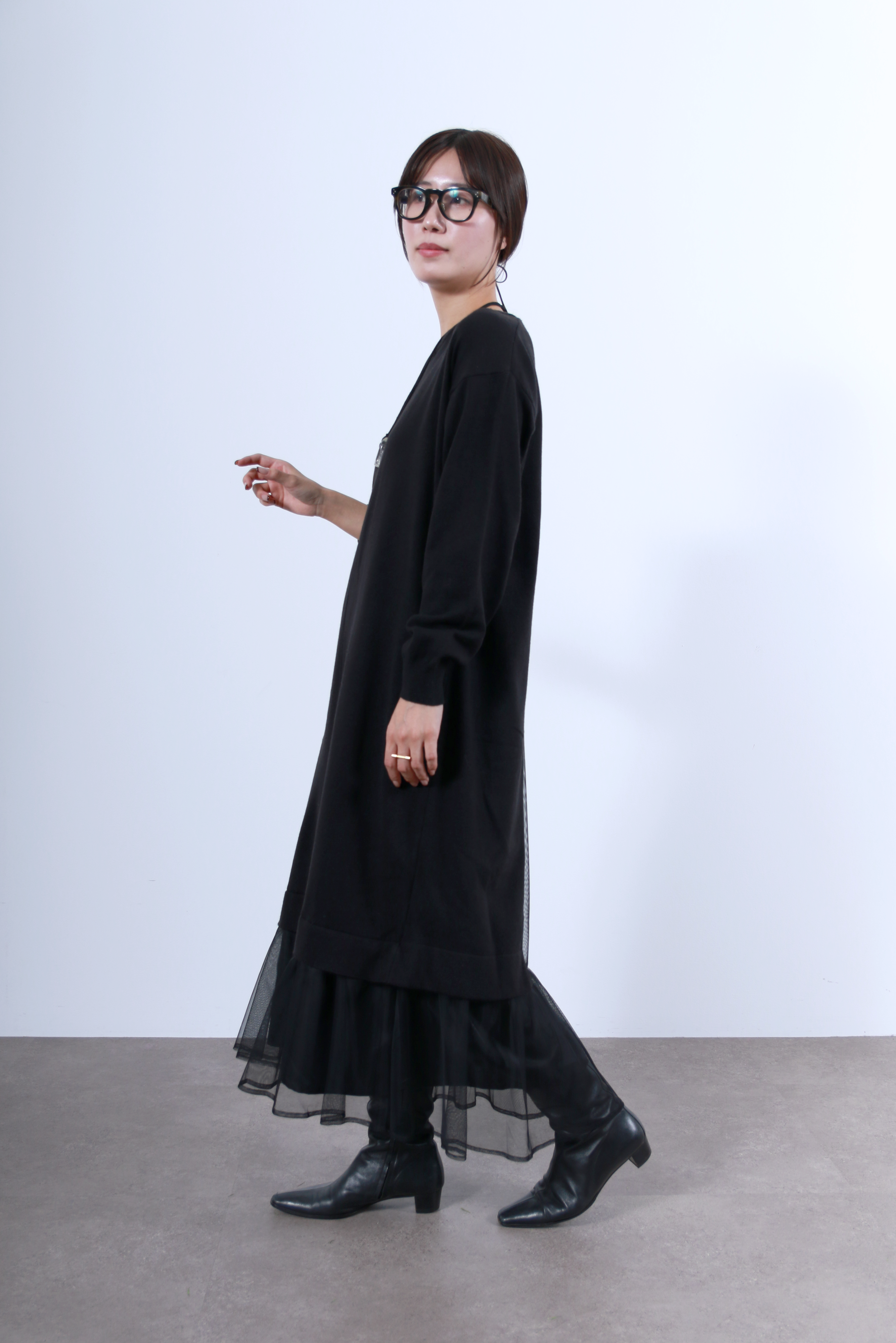 裾チュールニットワンピース(6263-510)