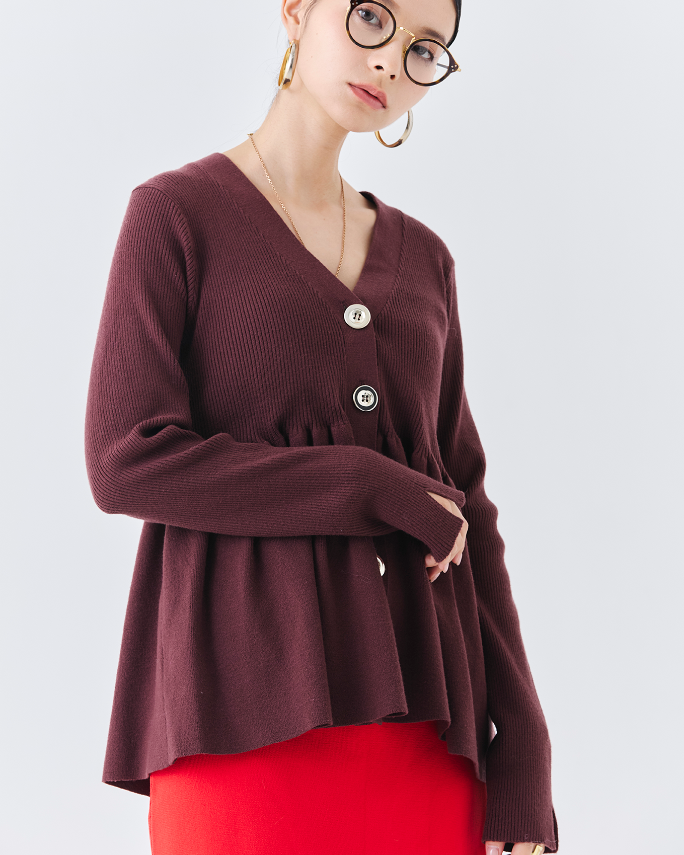 リブニットフレアカーディガン(6263-506)