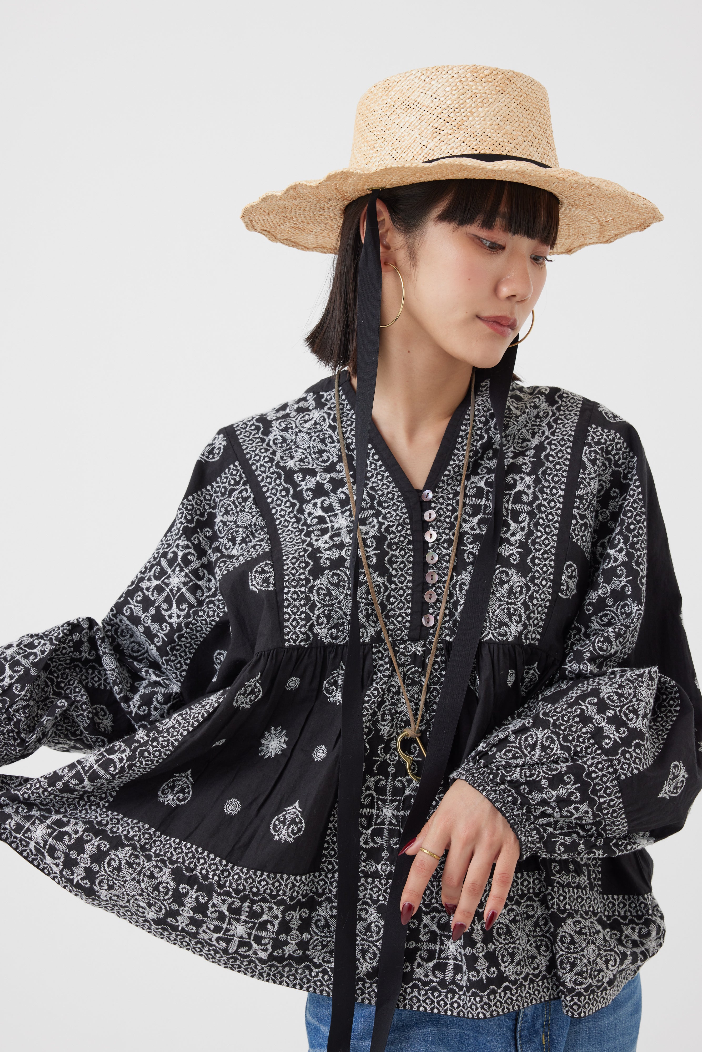 刺繍コットンブラウス(6251-541)