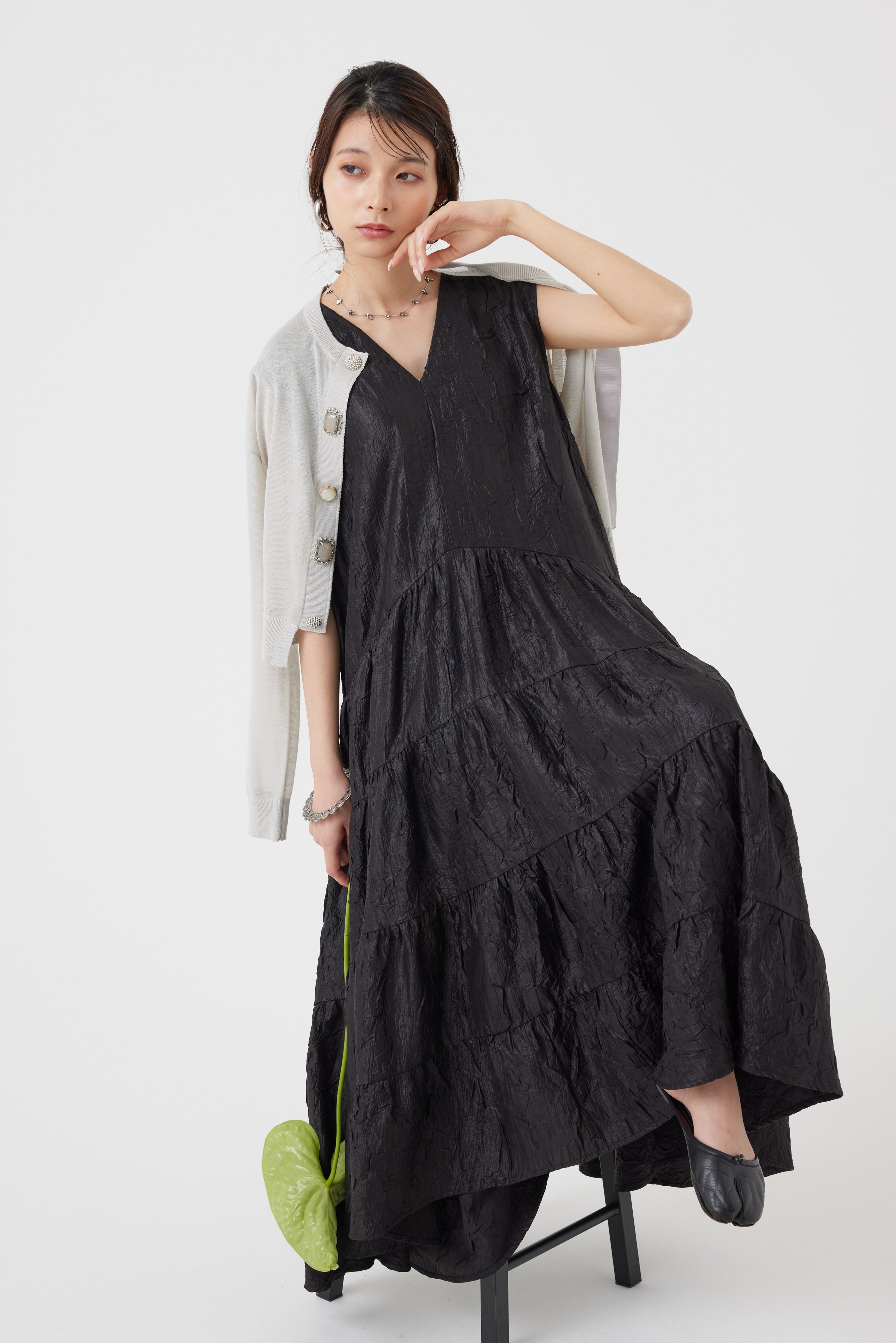 Vネックボリュームワンピース(6251-322)