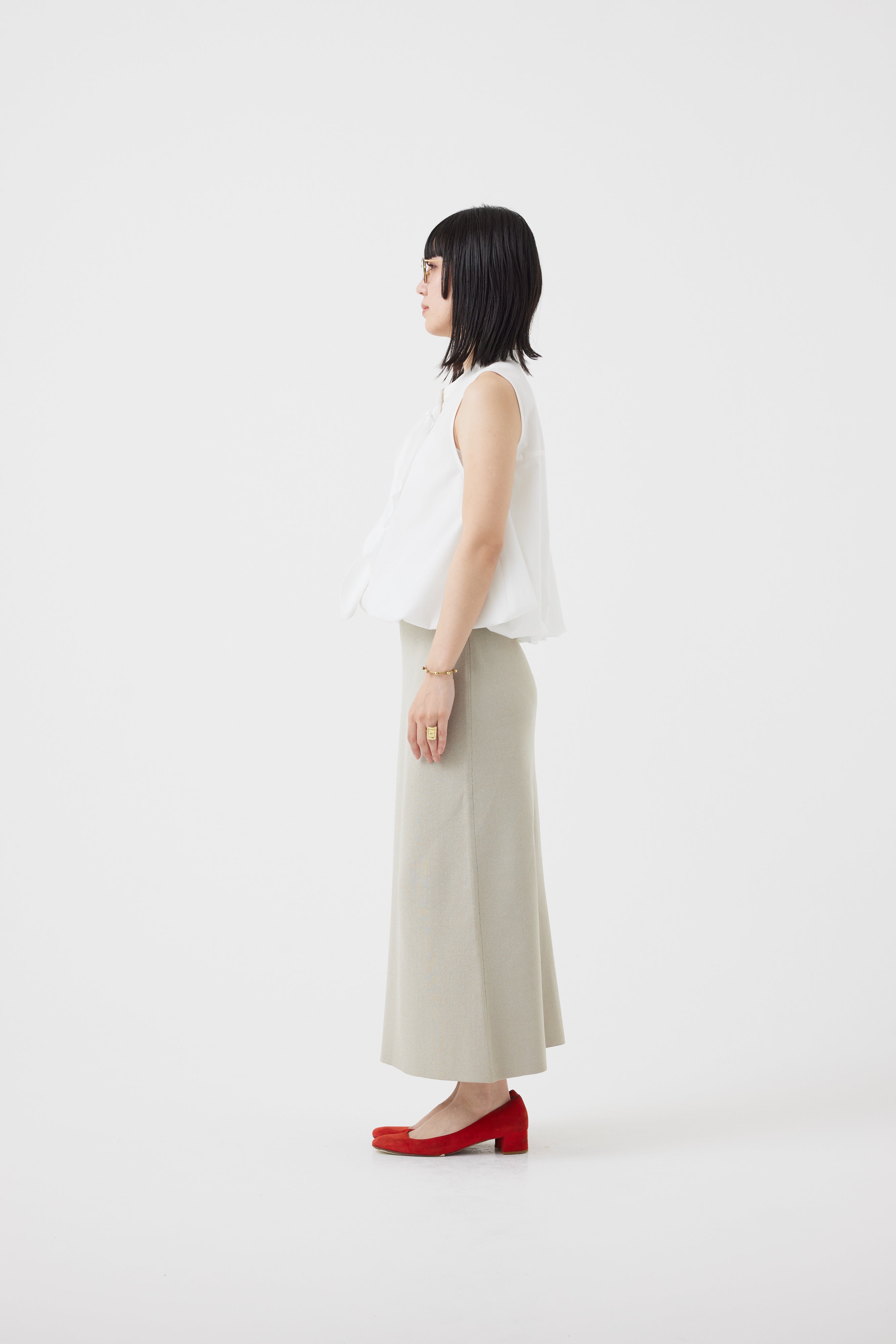 リボンAラインノースリーブシャツ(6260-419)