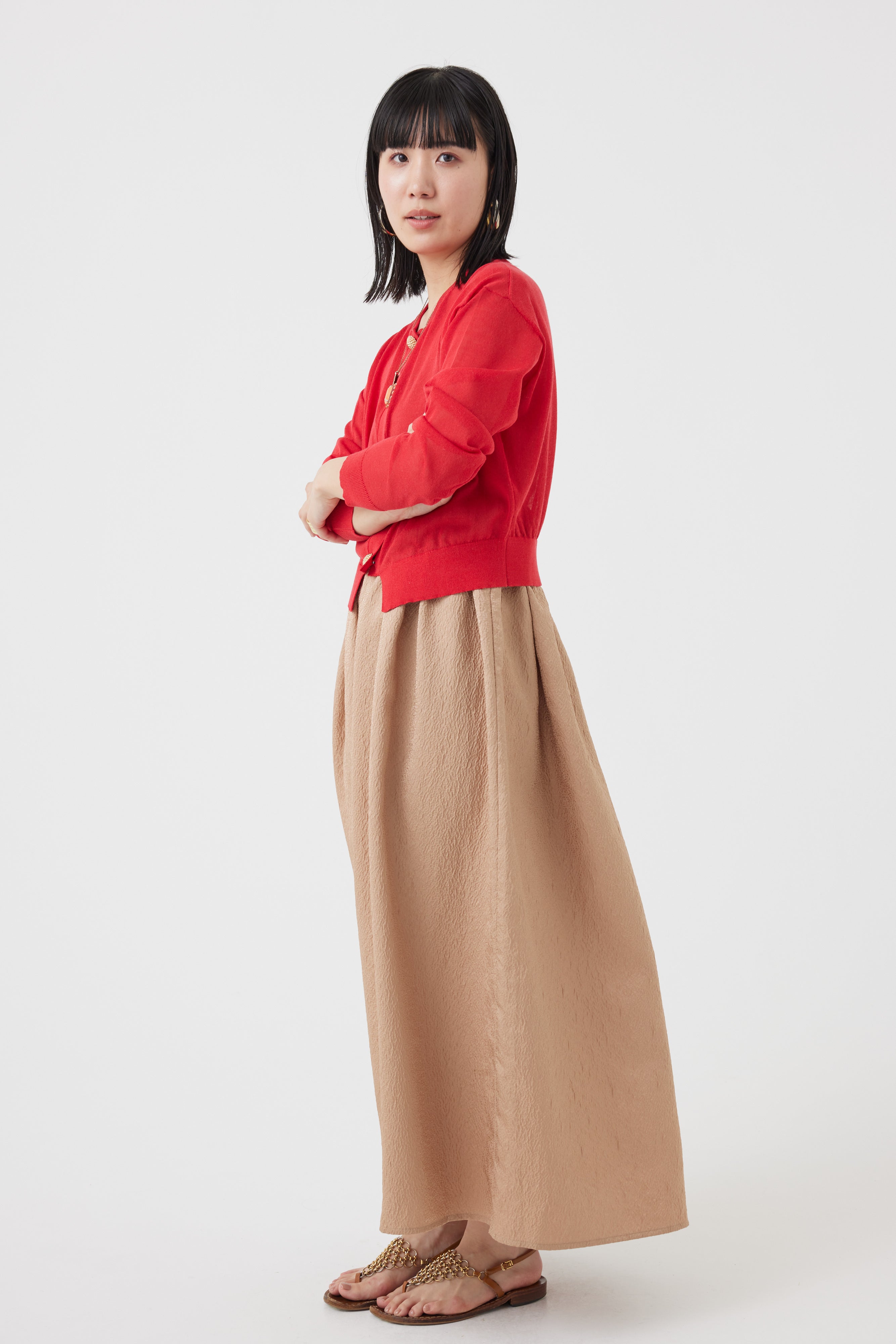 麻混ビジューカーディガン(6251-680)