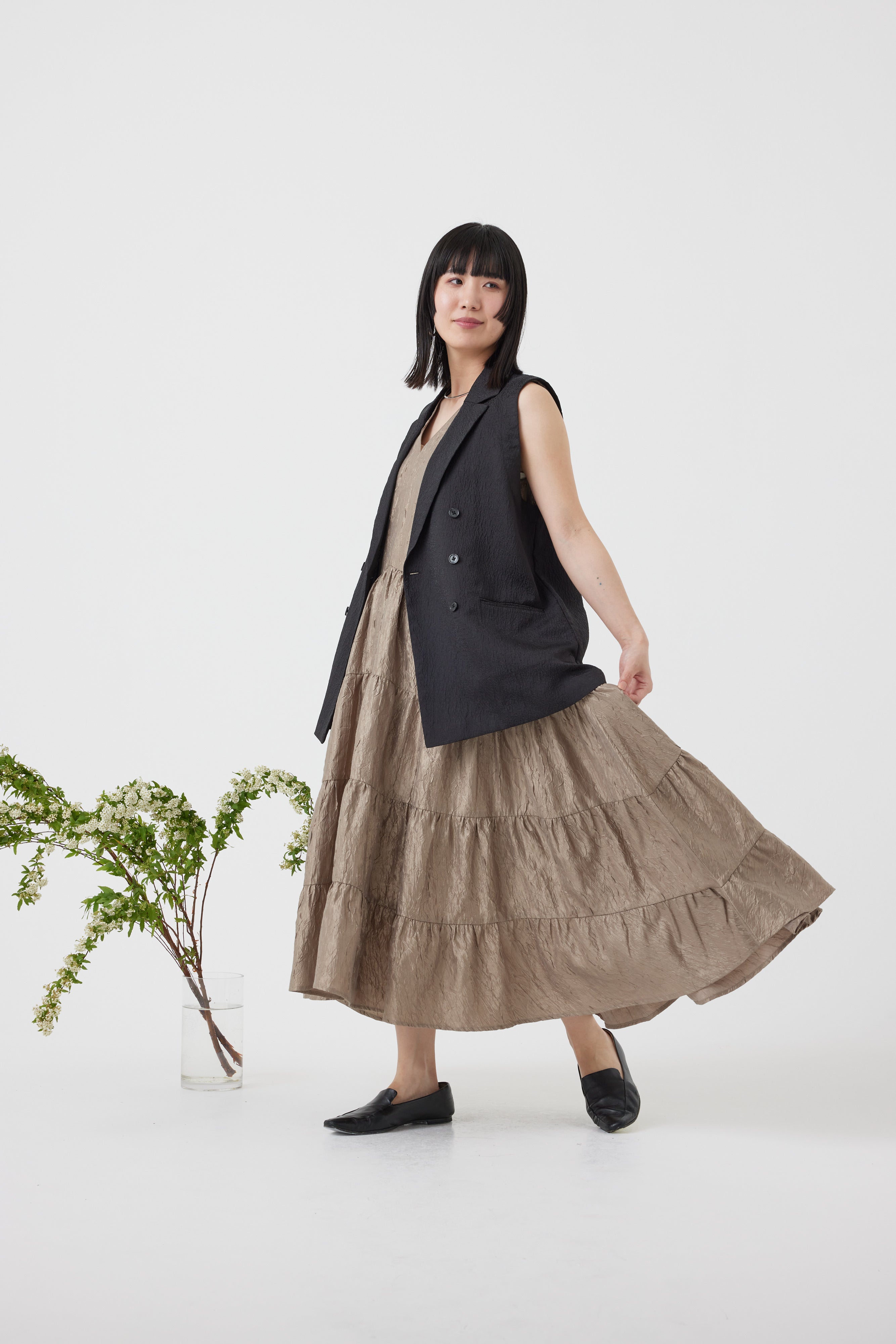 Vネックボリュームワンピース(6251-322)