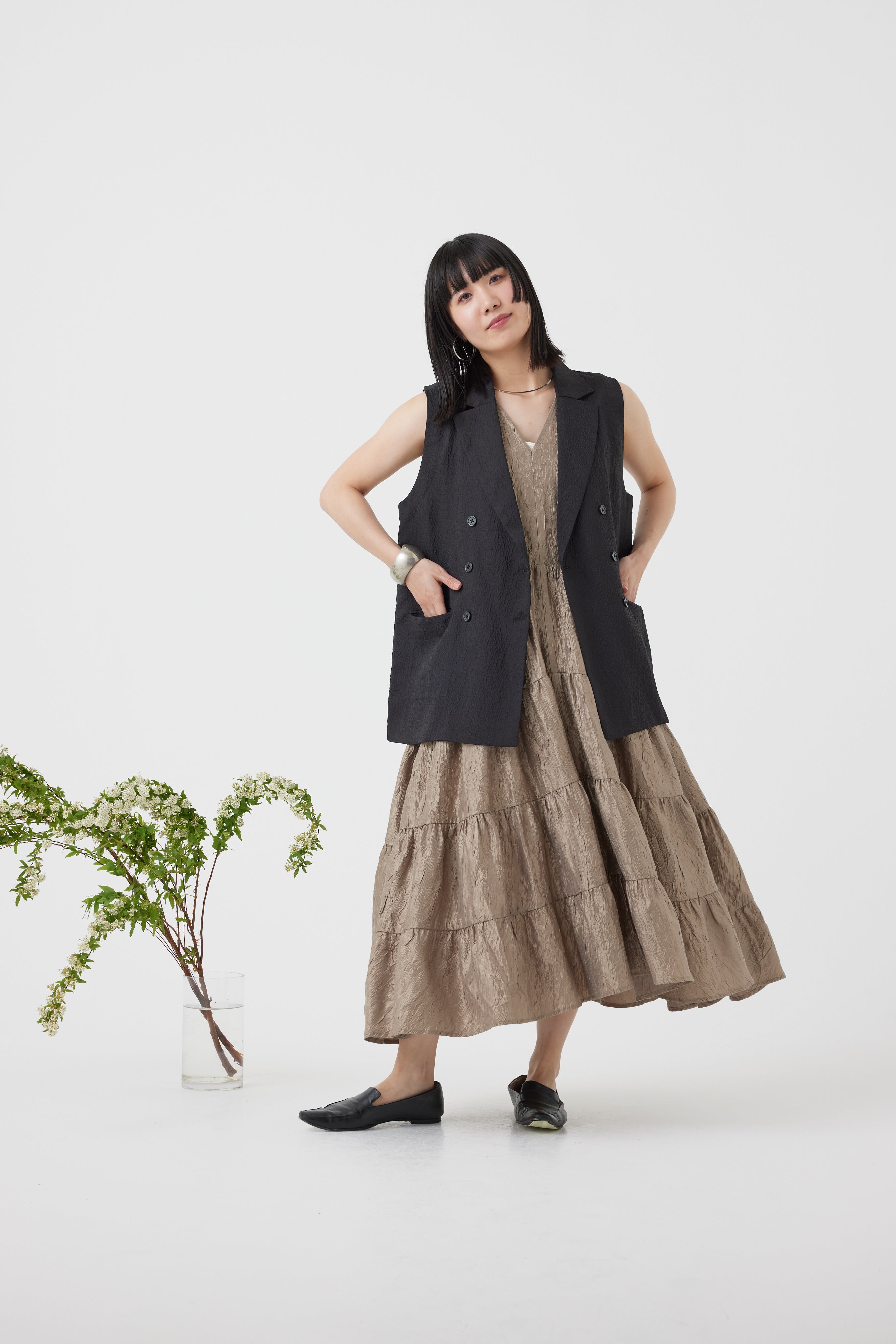 Vネックボリュームワンピース(6251-322)