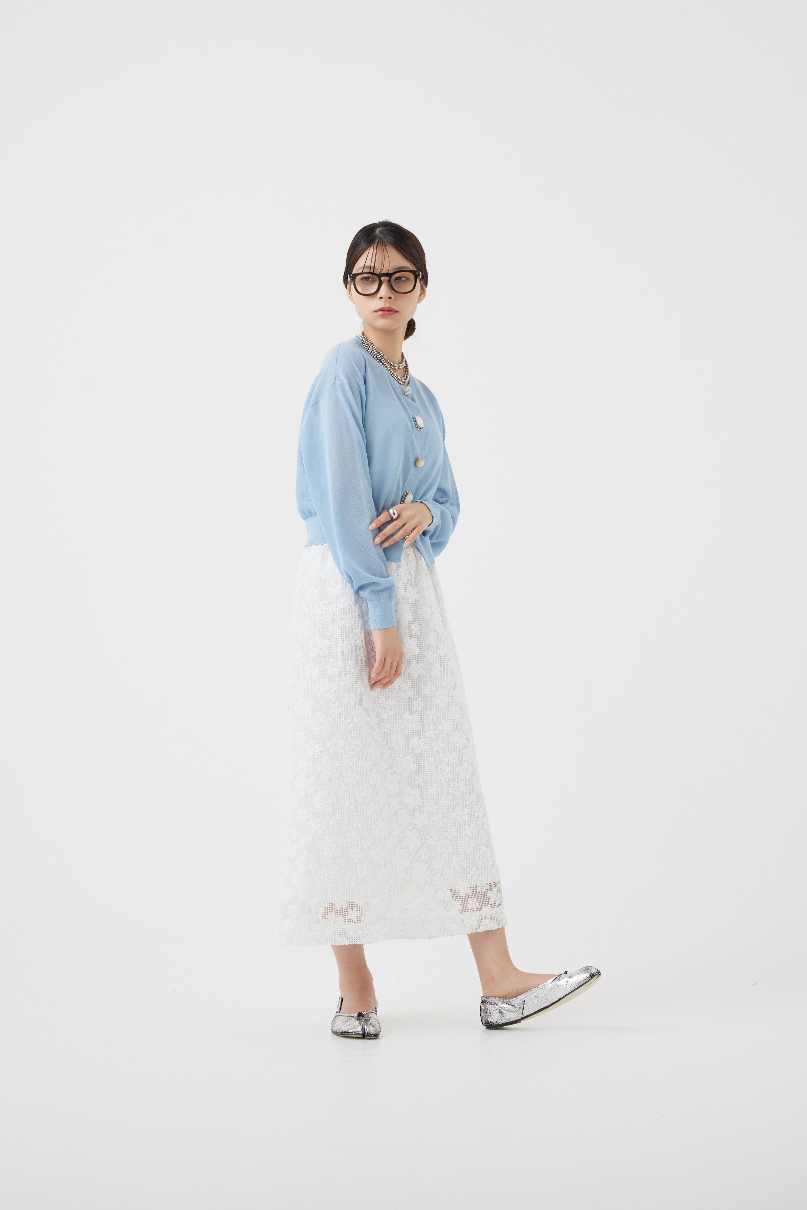 麻混ビジューカーディガン(6251-680)