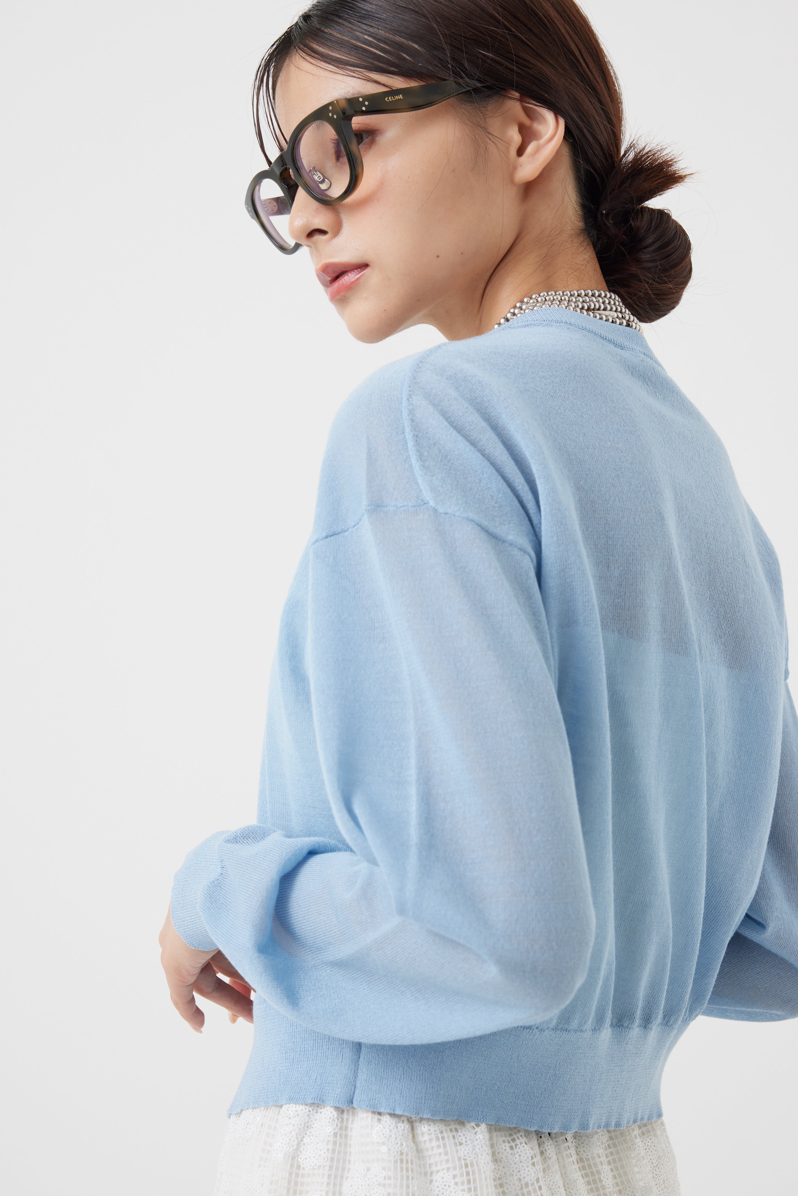 麻混ビジューカーディガン(6251-680)