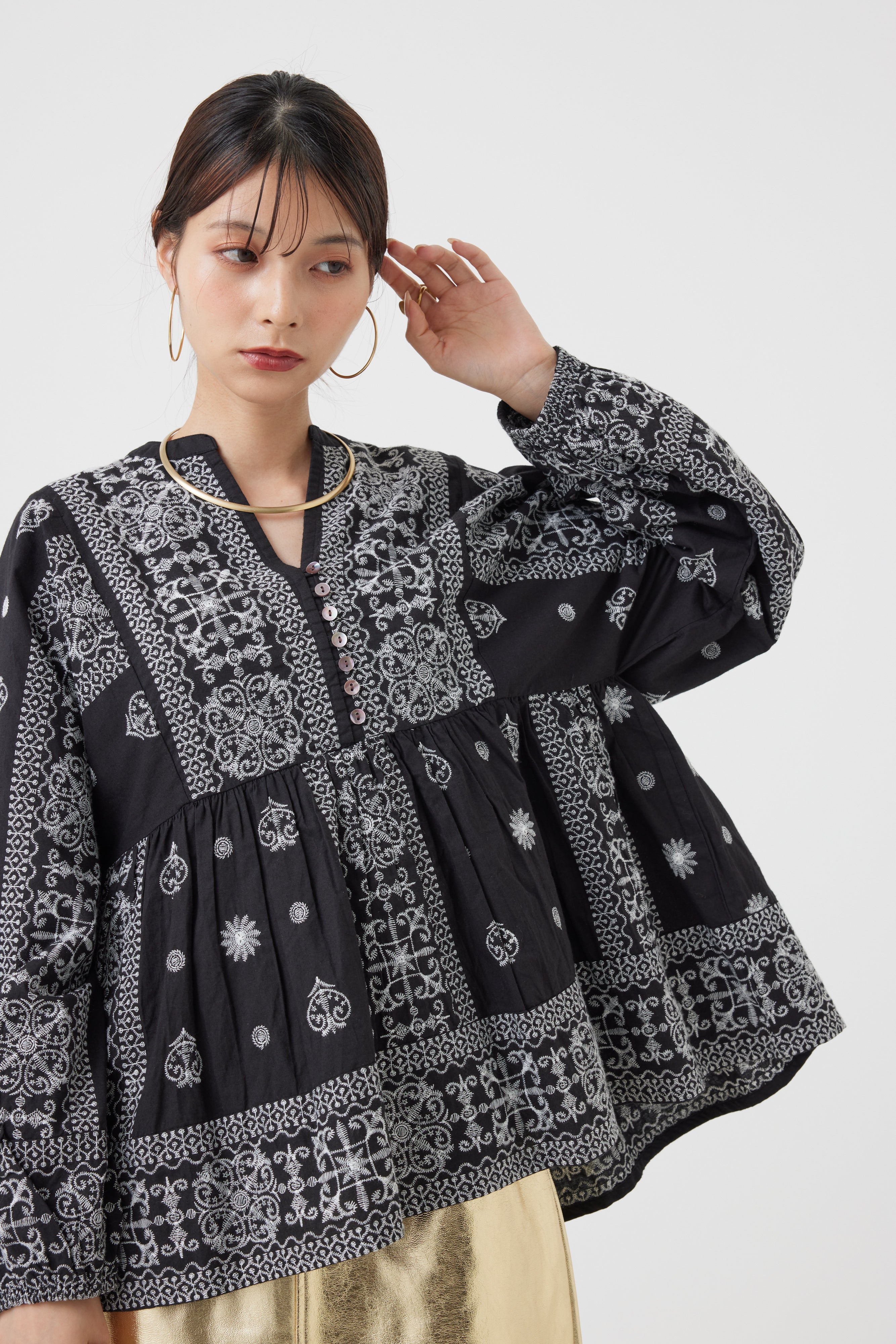 刺繍コットンブラウス(6251-541)