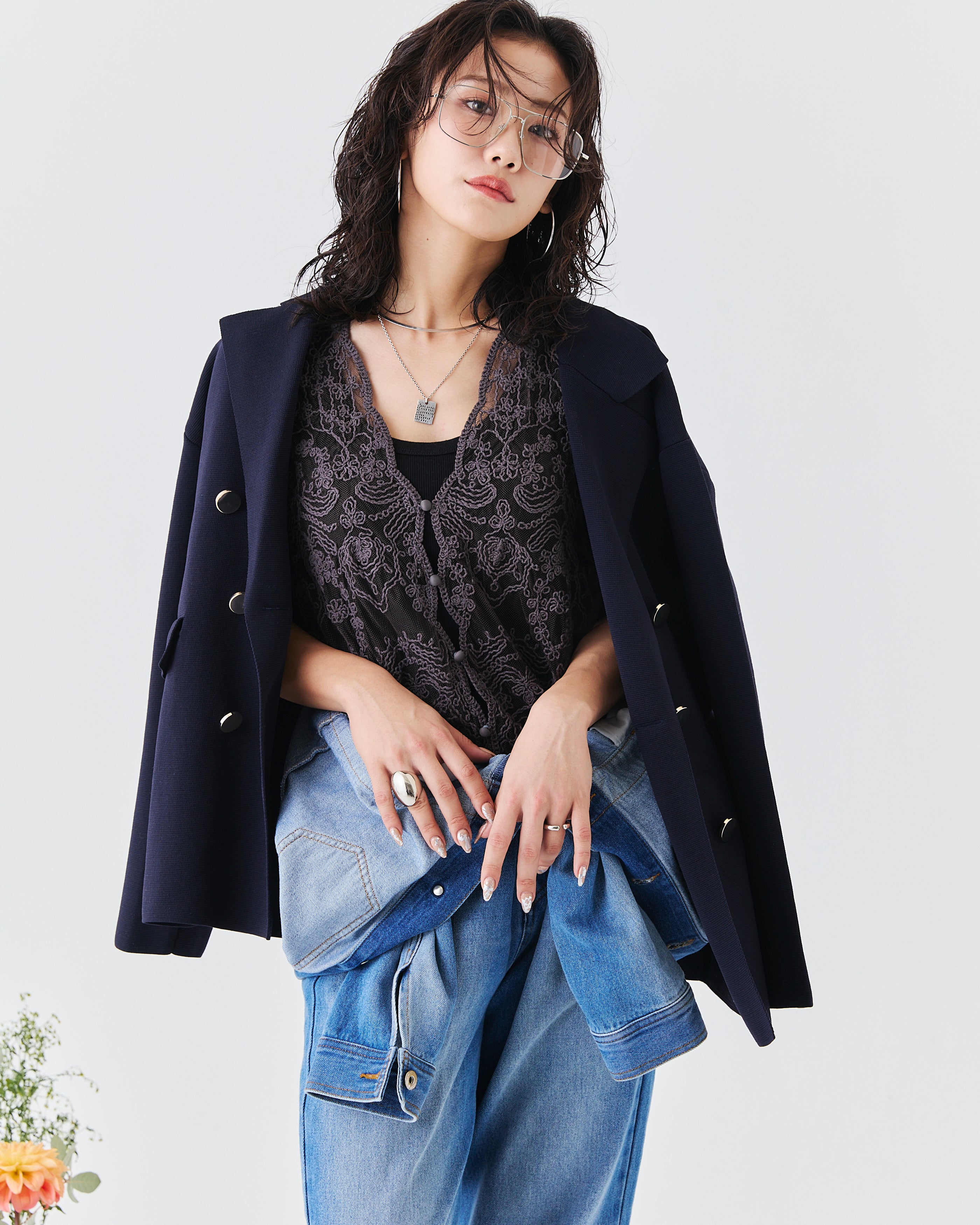 【comming soon】立体コード刺繍レース ベスト(6266-333)