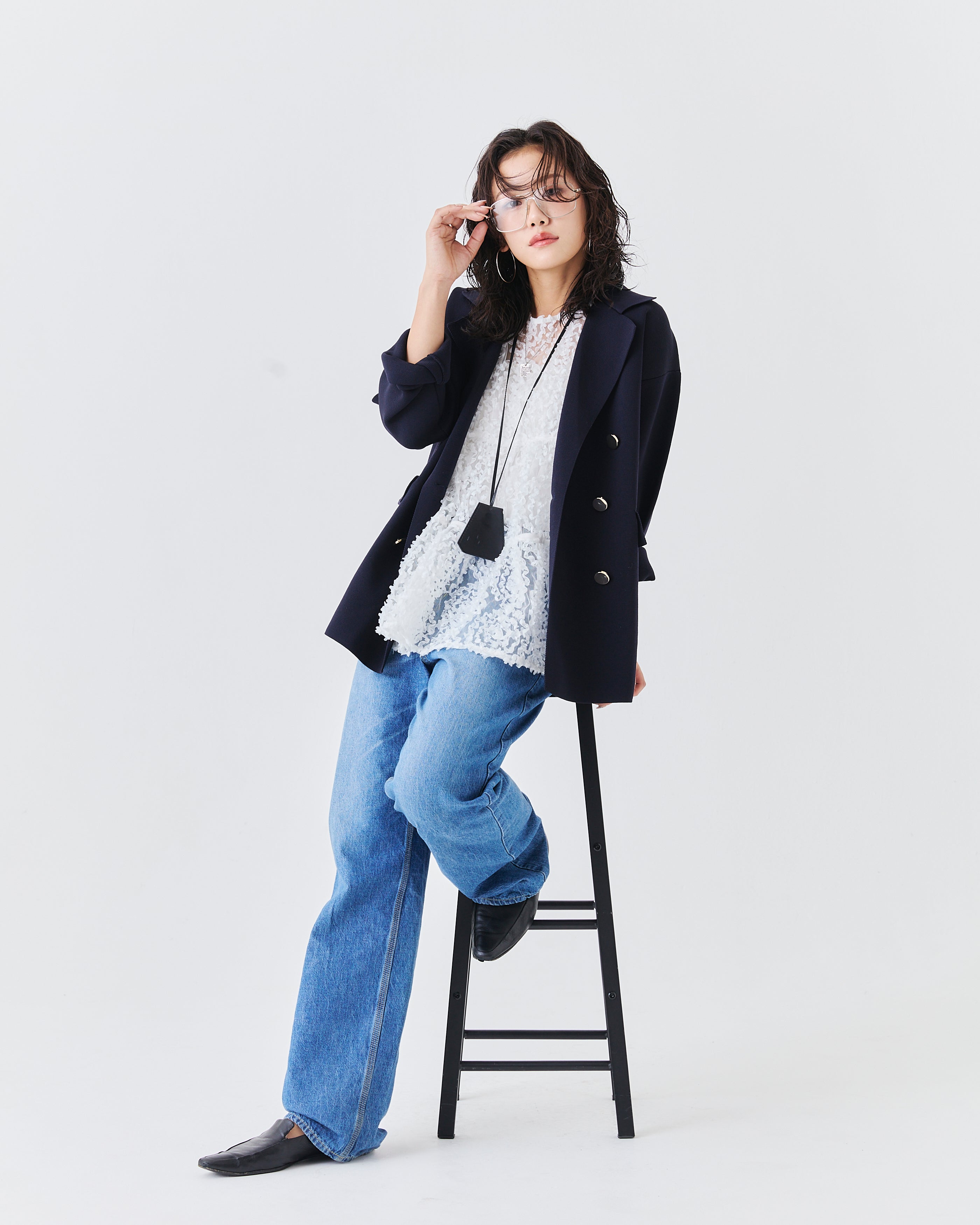 メッシュ刺繍レースノースリーブトップス(6265-571)