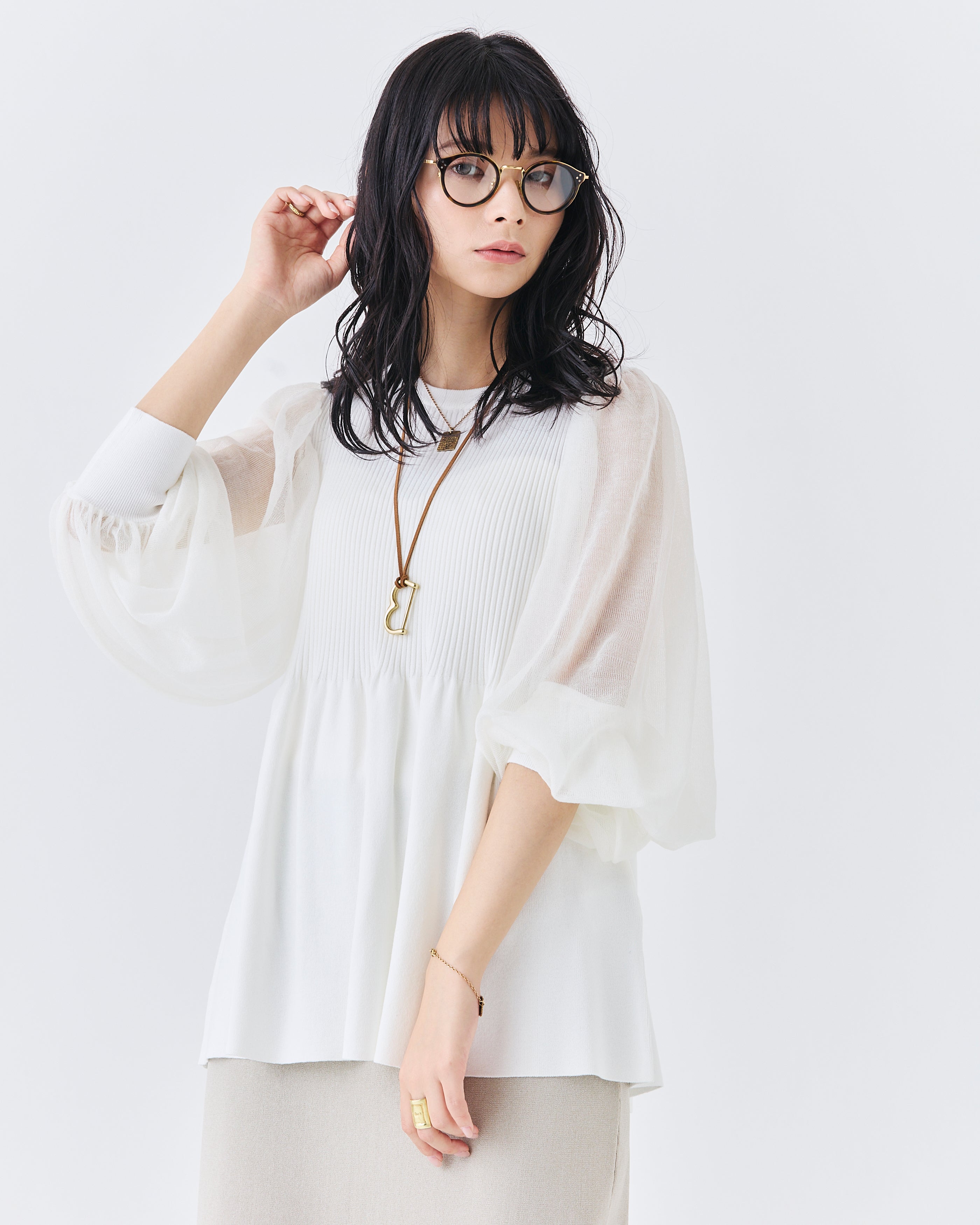 シアースリーブニットトップス(6265-550)