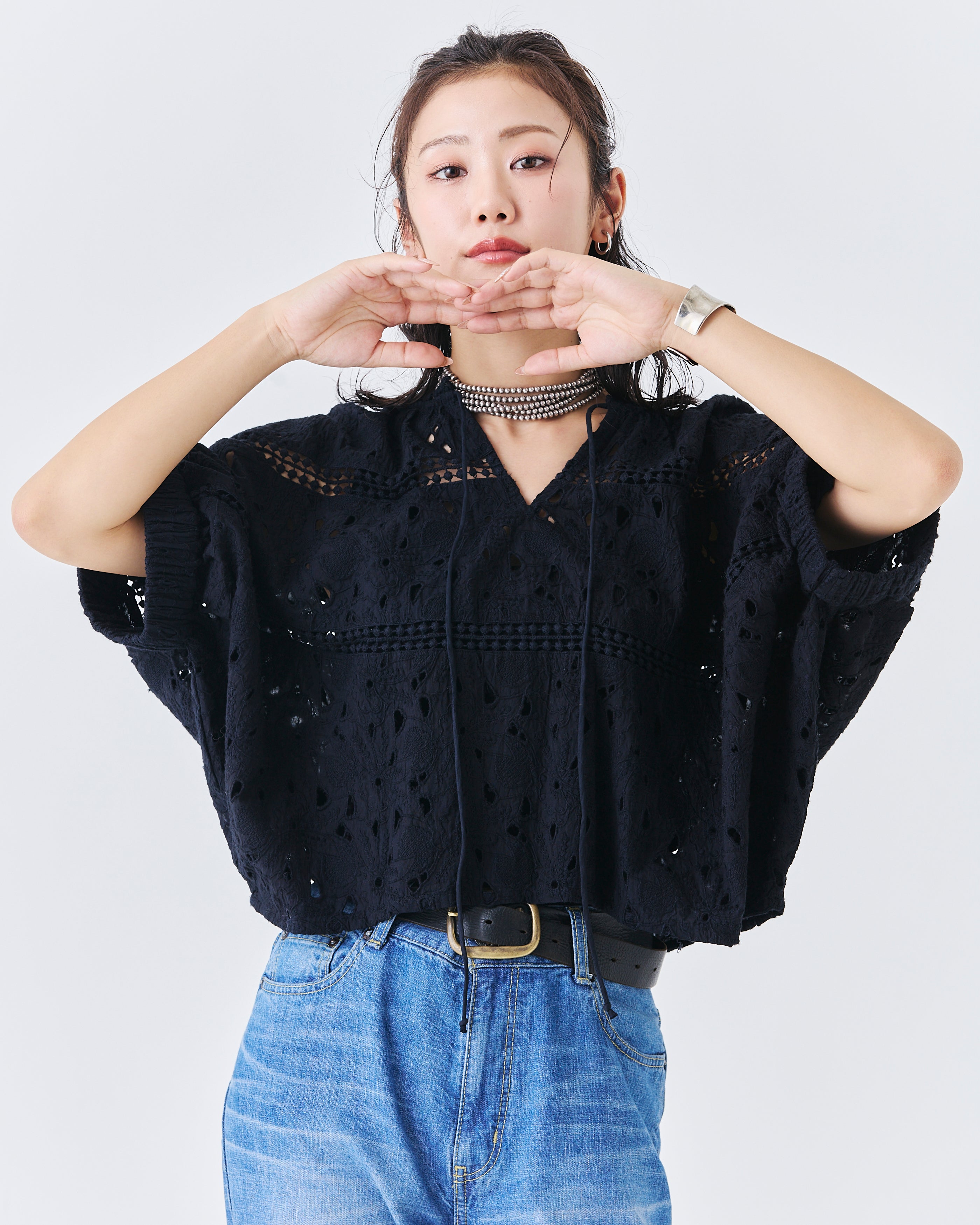 【先行予約】インドカットワークレーストップス(6265-596)