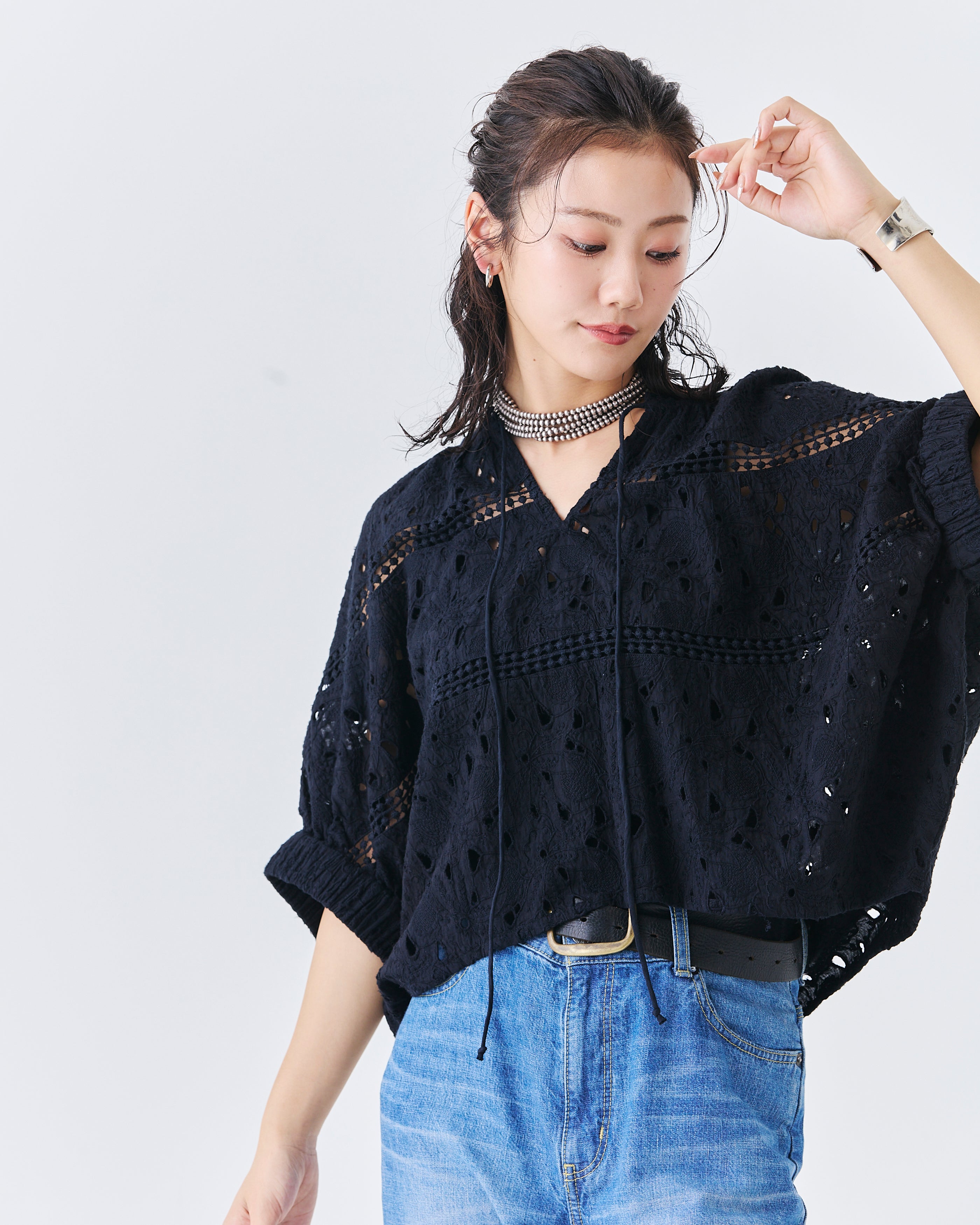 【先行予約】インドカットワークレーストップス(6265-596)