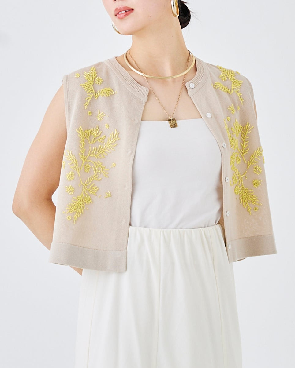 ビーズ刺繍ニットベスト(6266-342)