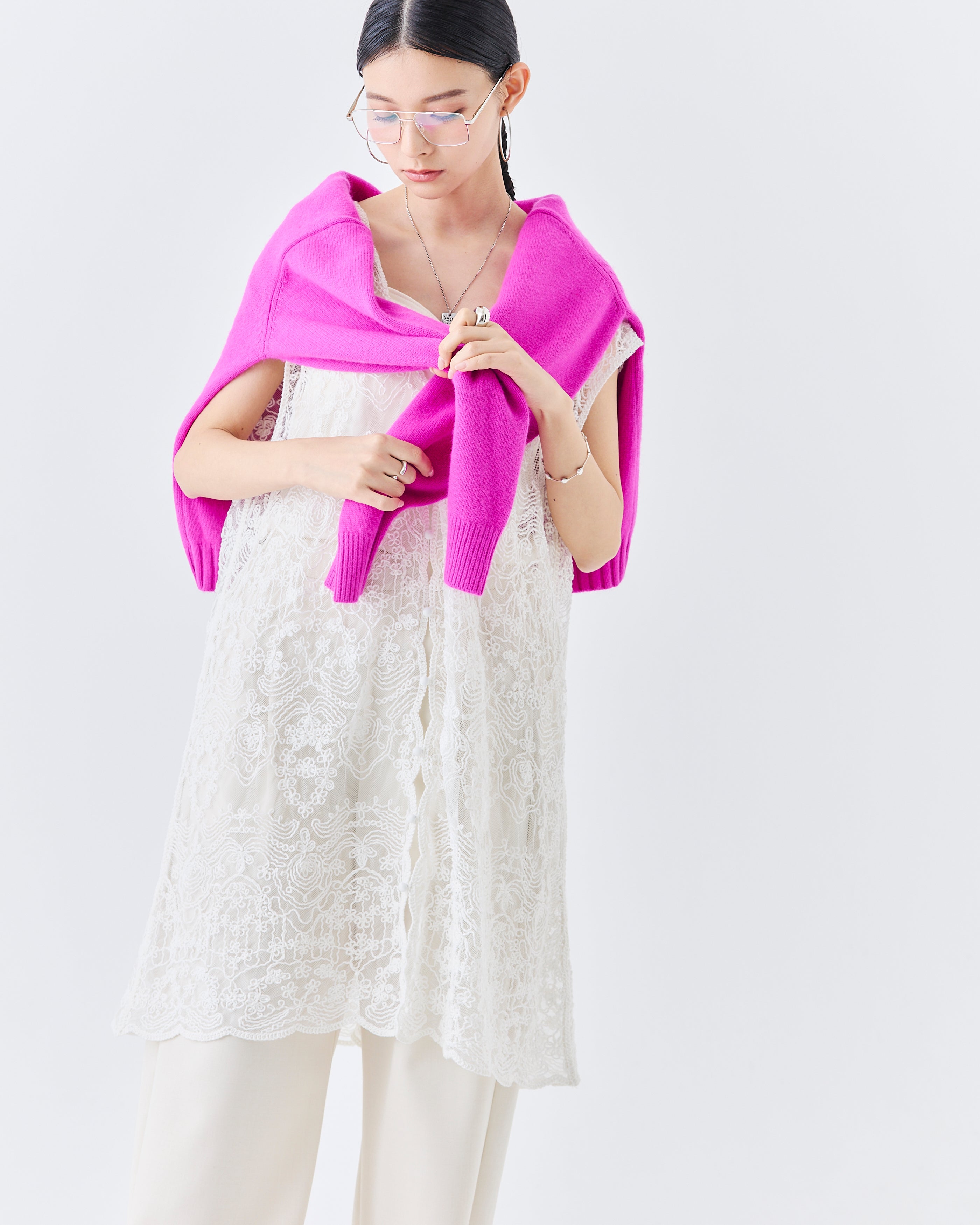 ラクーン混ベーシックプルオーバーニットトップス(6263-531)