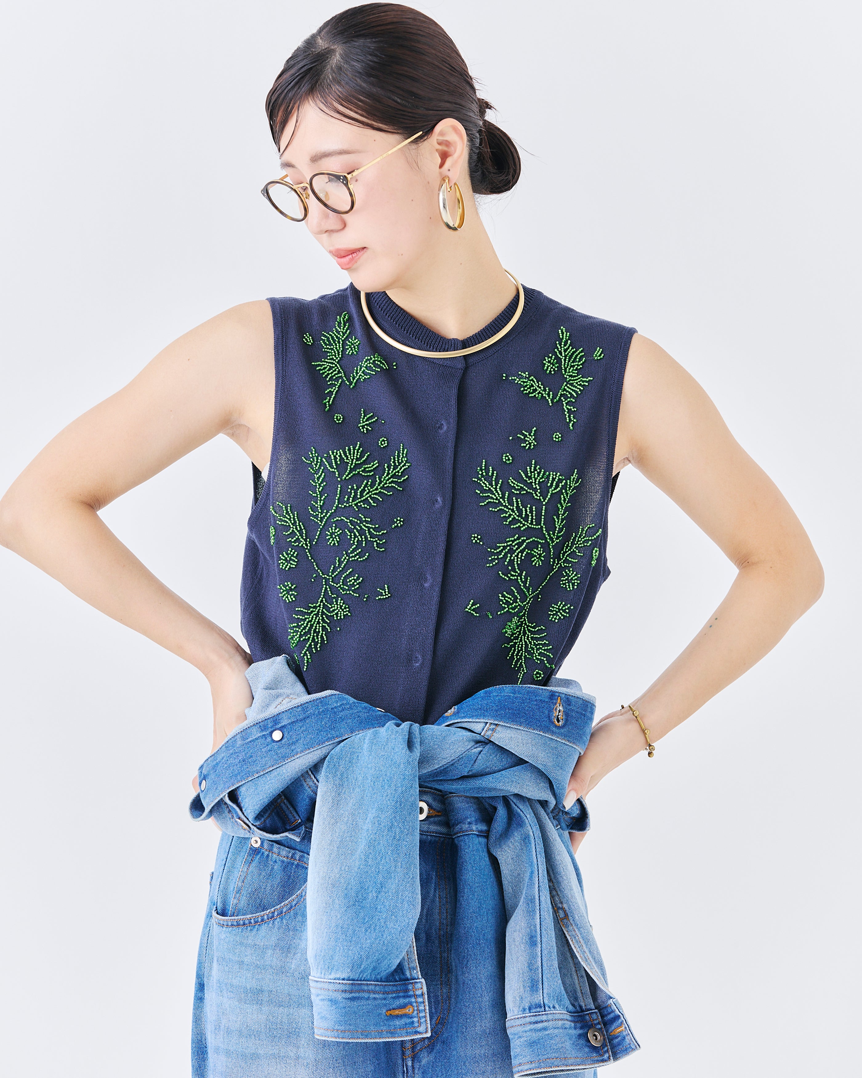 ビーズ刺繍ニットベスト(6266-342)