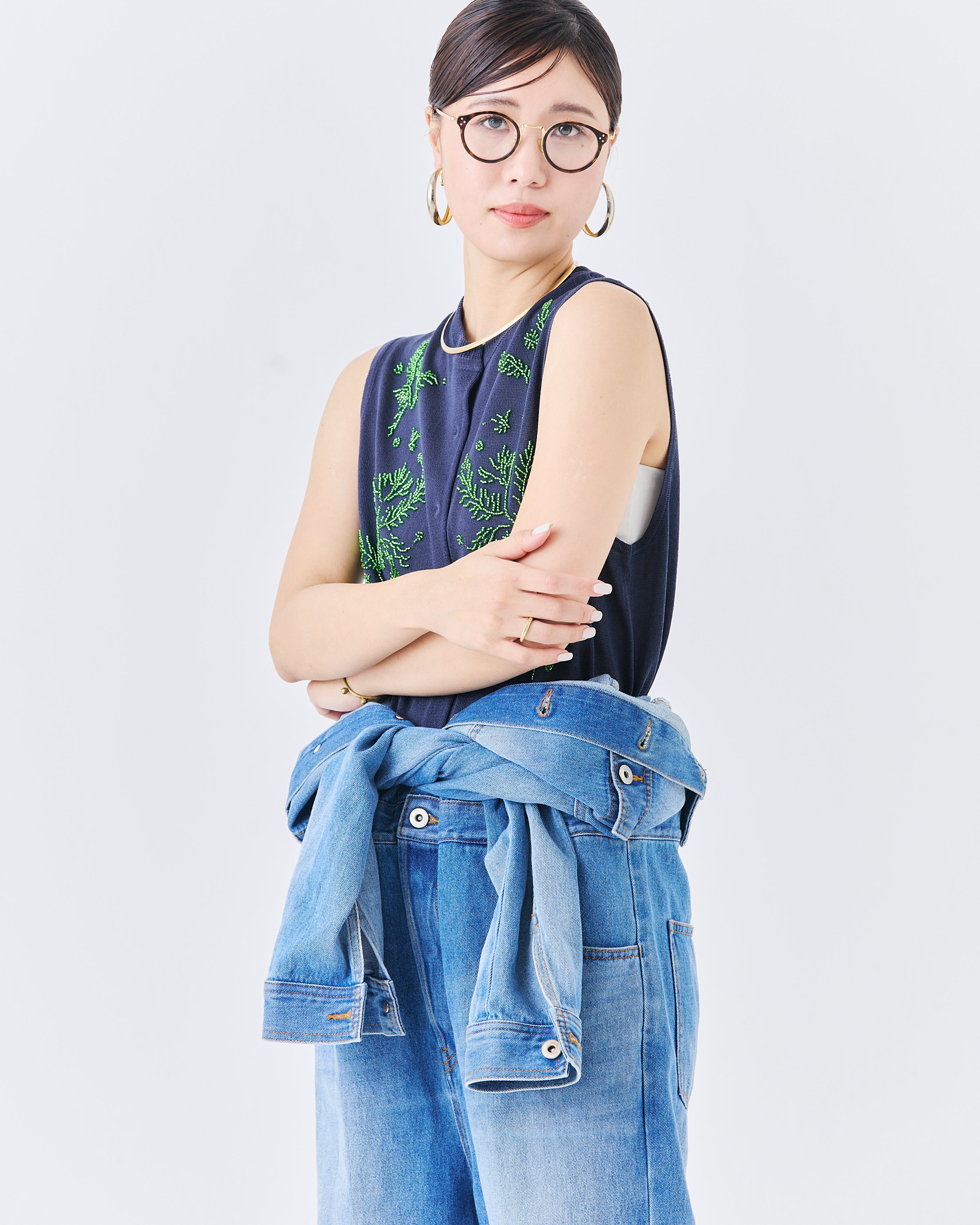 ビーズ刺繍ニットベスト(6266-342)