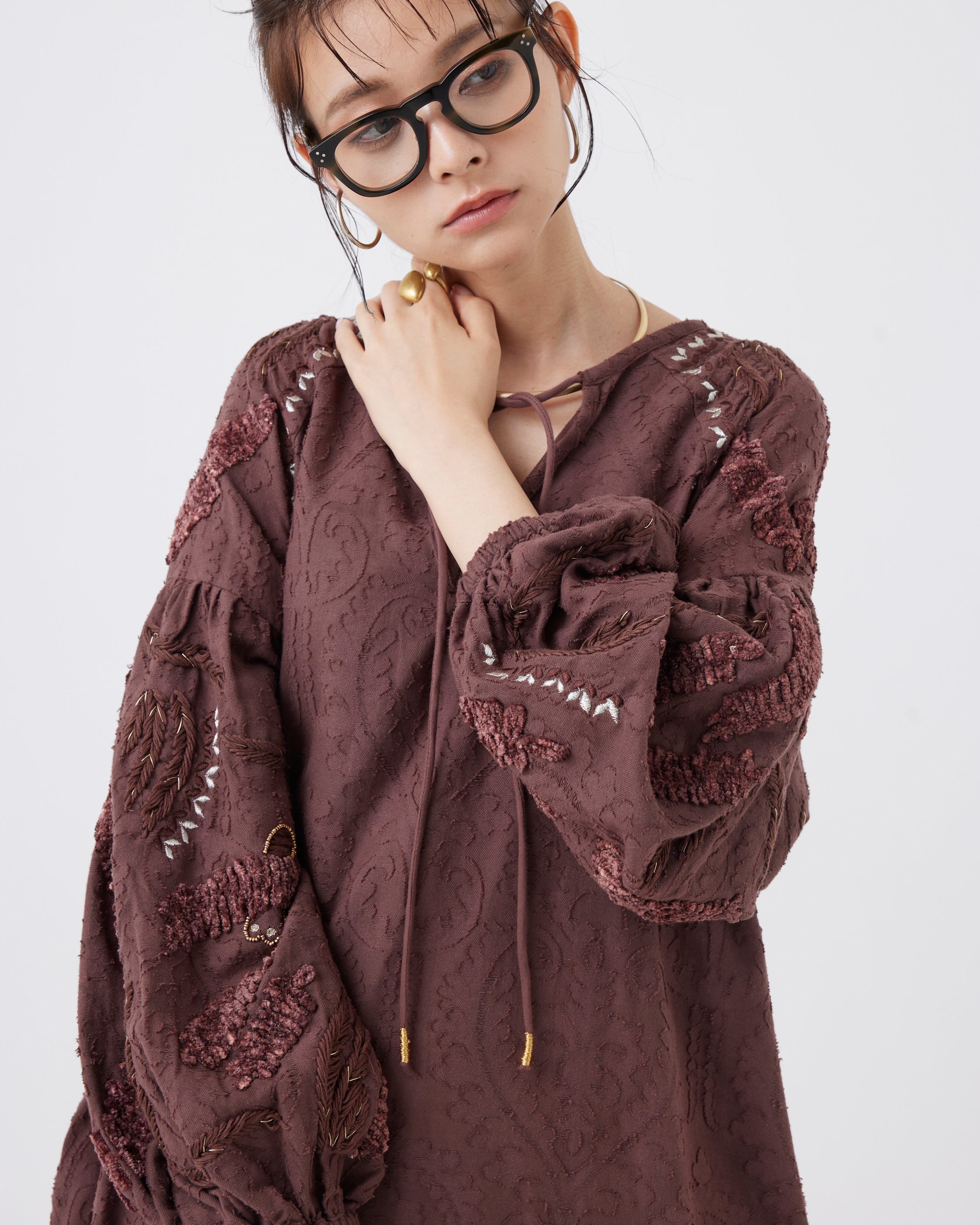 テクニカル刺繍ジャガードワンピース(6264-545)