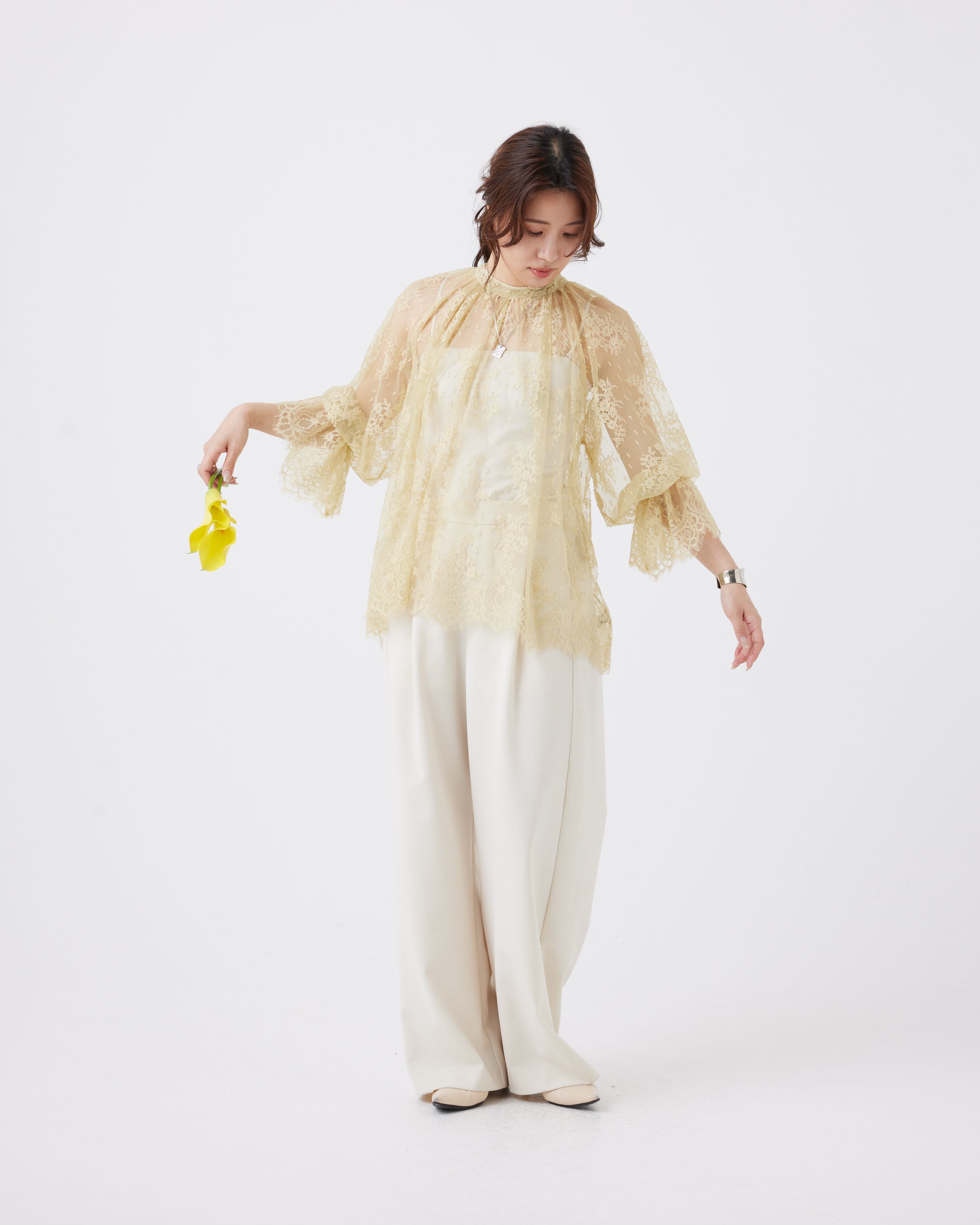 【予約】フローラルラッセルレースブラウス(6267-396)