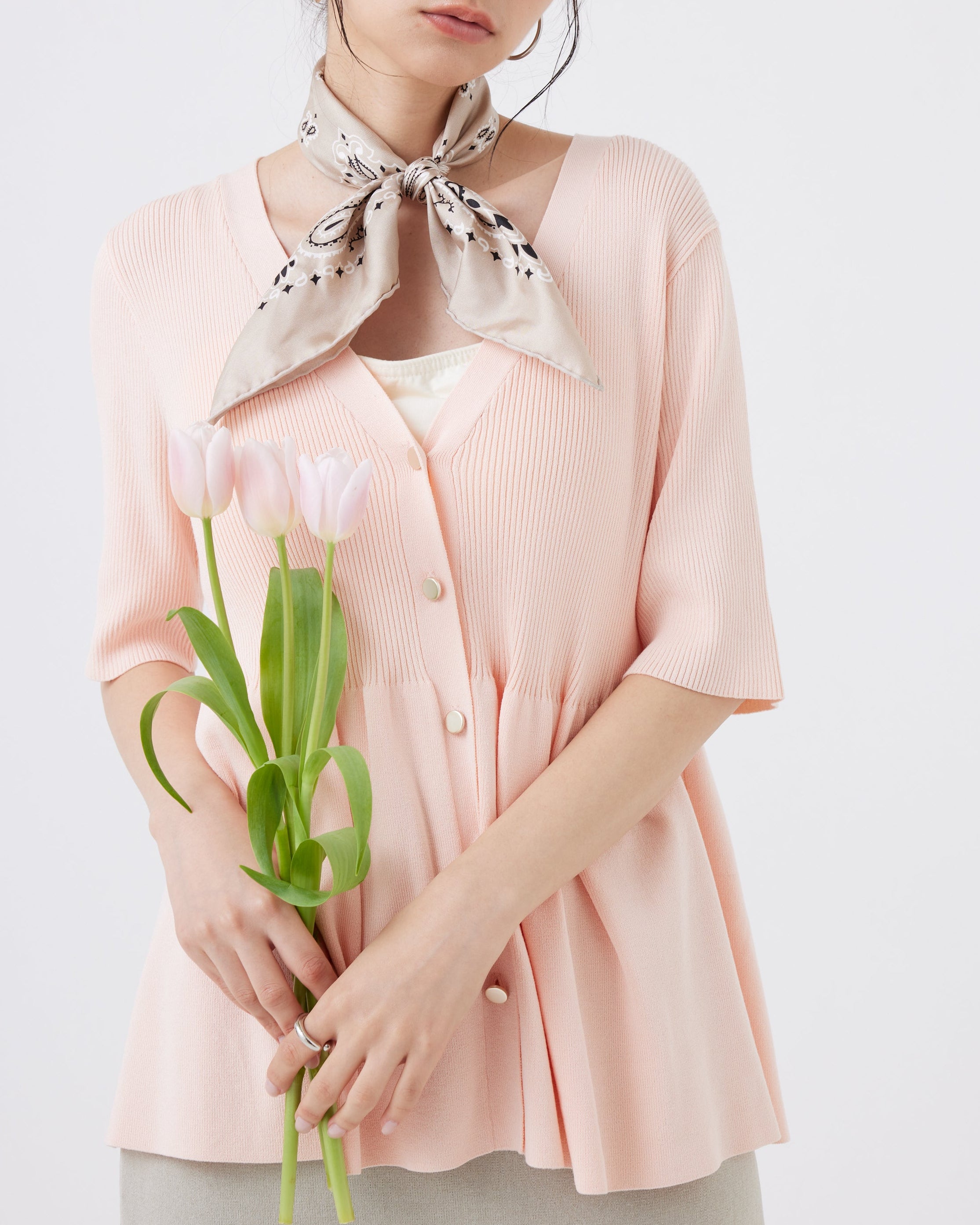 【予約】サマーニット フレアリブトップス(6267-384)