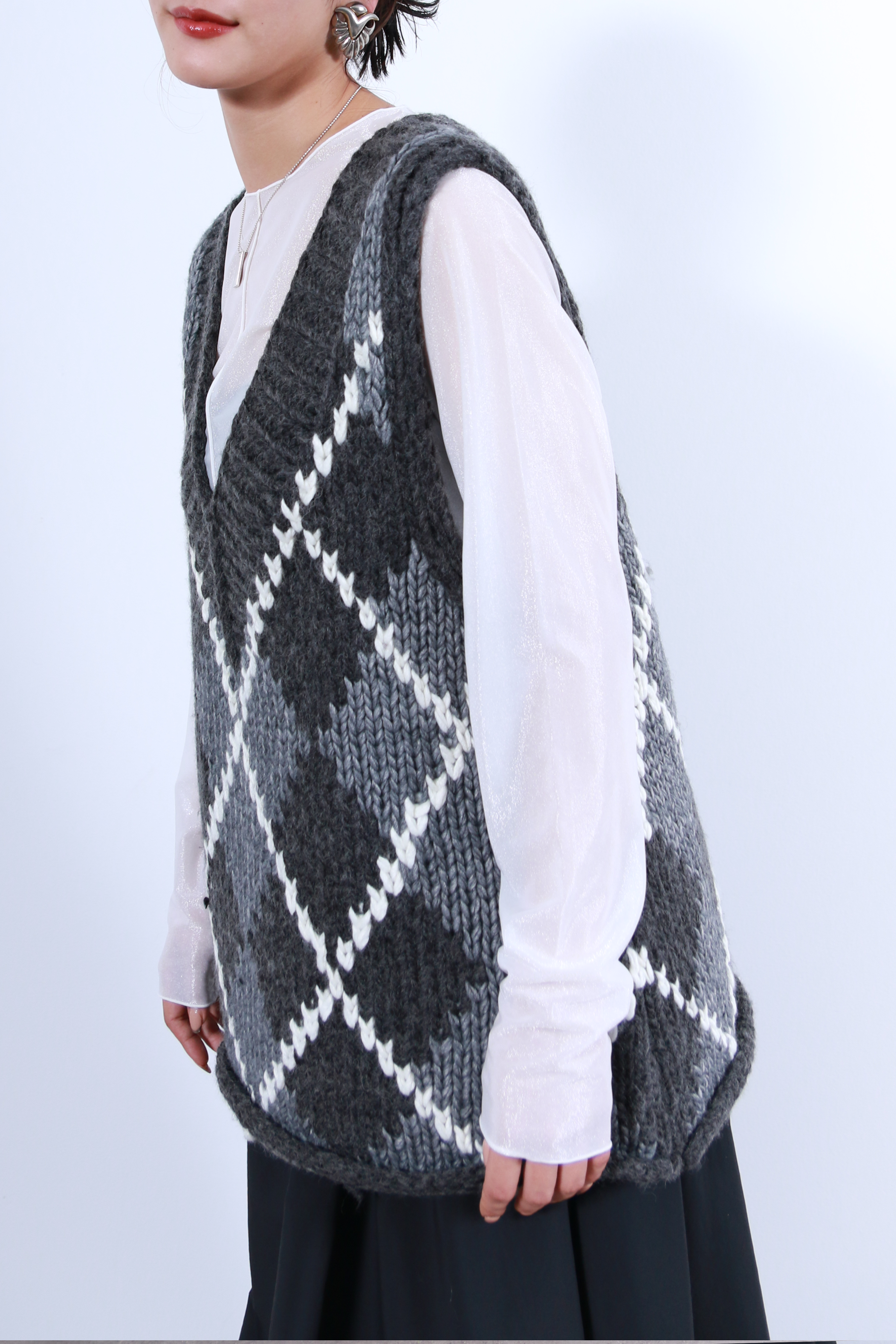 ハンドメイドカウチンニットベスト(6262-468)