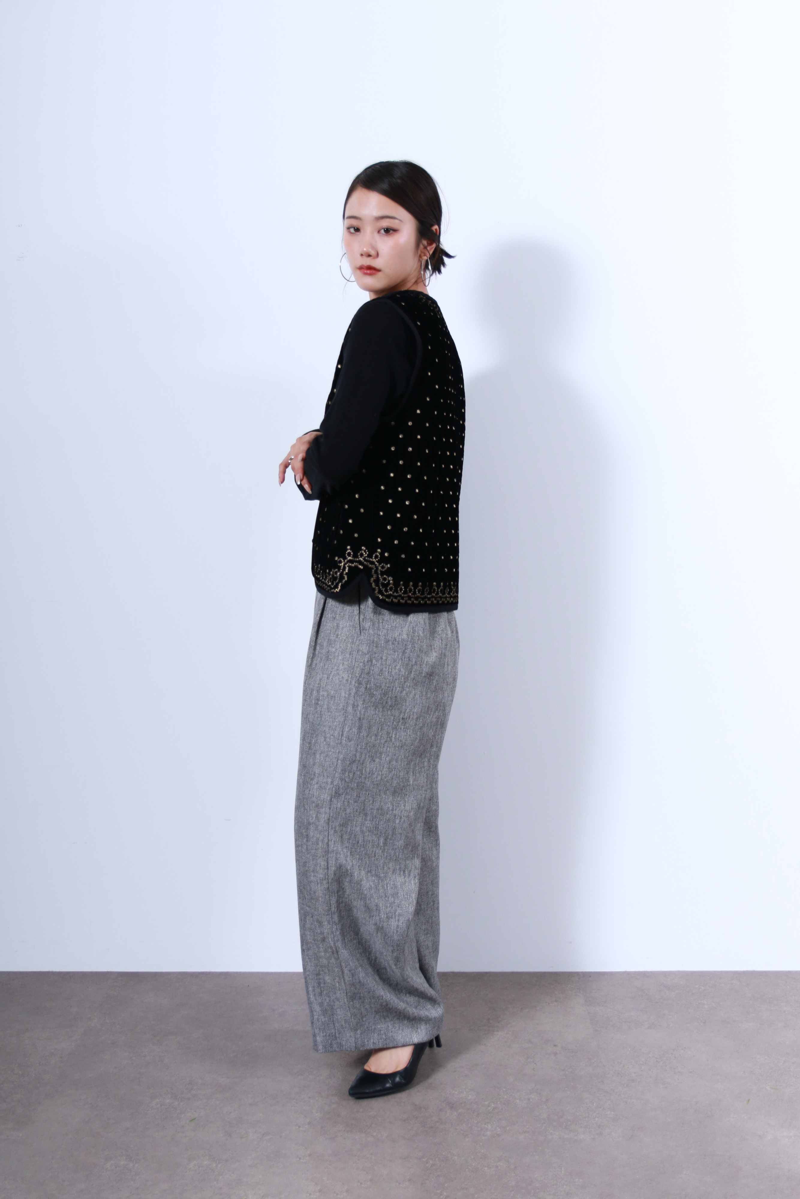 ヴィンテージ調オリジナル刺繍ベスト(6261-355)