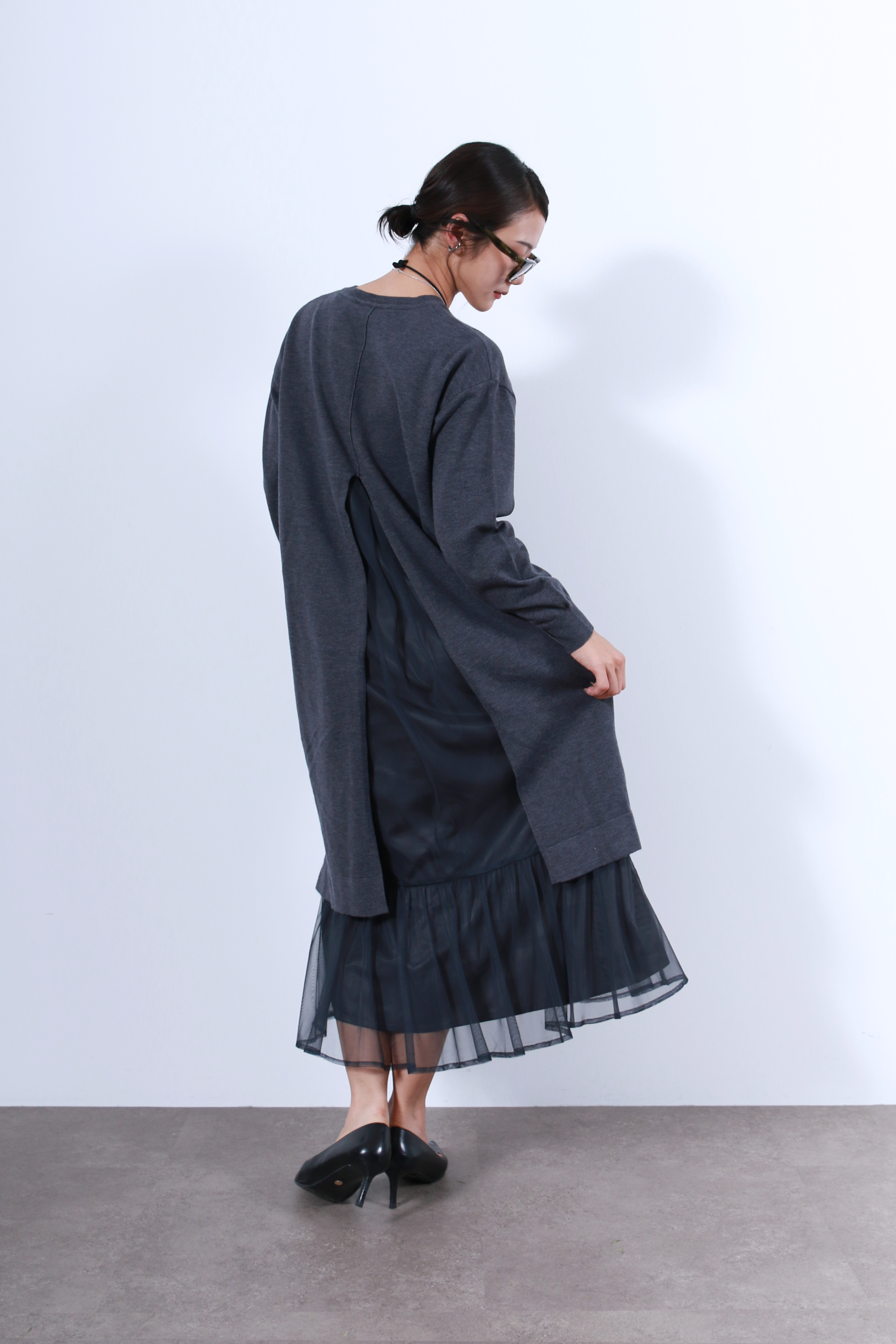 裾チュールニットワンピース(6263-510)