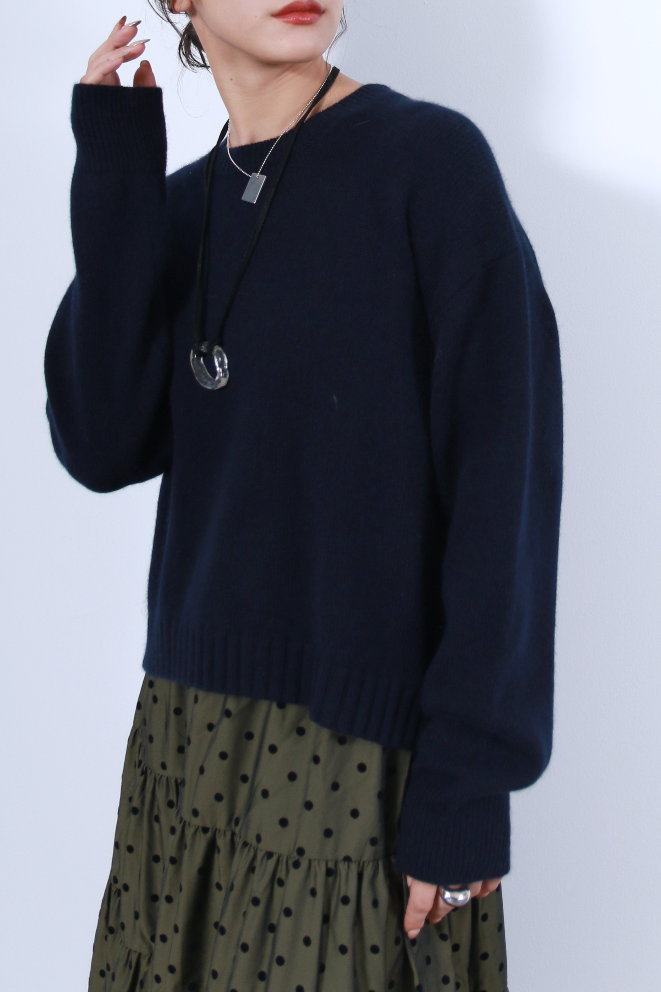 ラクーン混ベーシックプルオーバーニットトップス(6263-531)